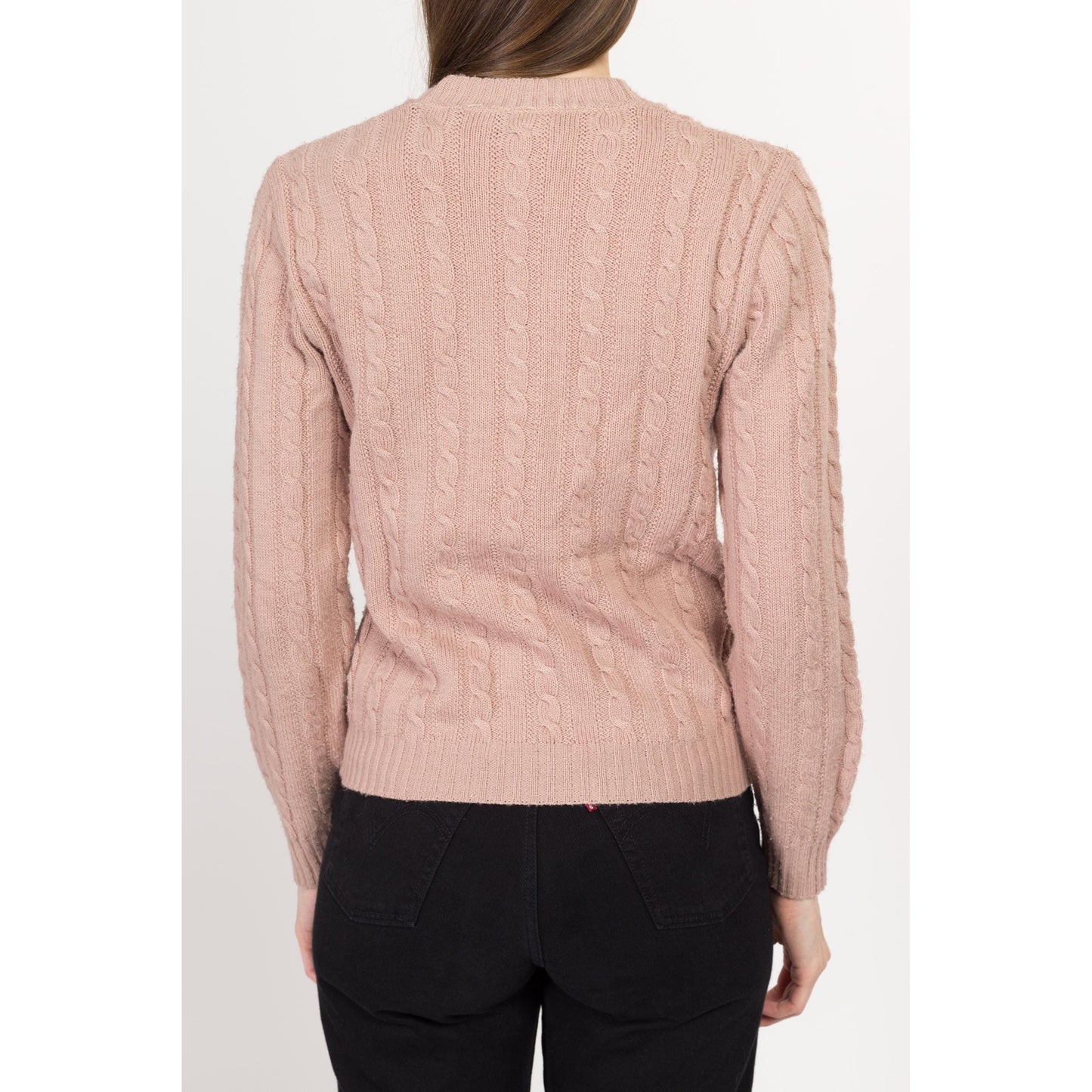 Sm-Med 80s Christian Dior Dusty Peach Sweater | Vintage Designer Cable Knit Pullover