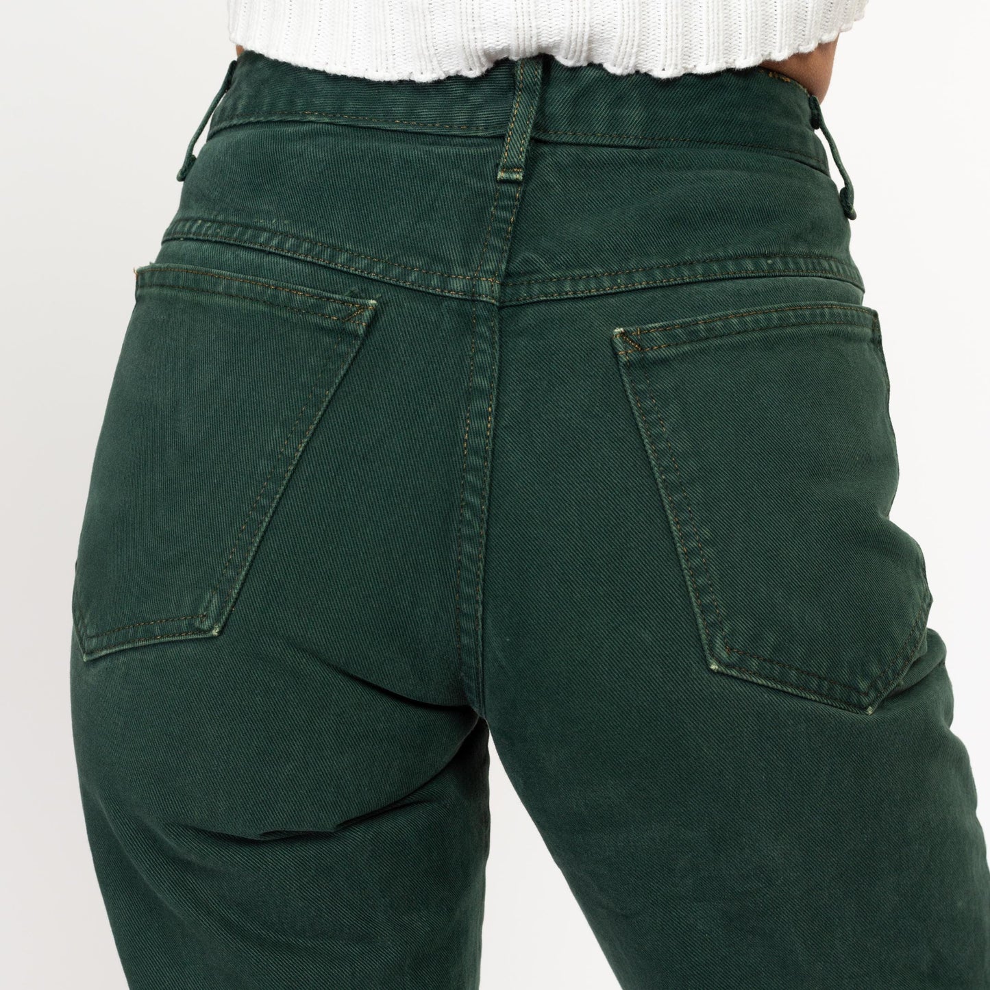 XS 80s Marithe Francois Girbaud Forest Green High Waisted Jeans 24.5" | Vintage Denim Tapered Leg Mom Jeans