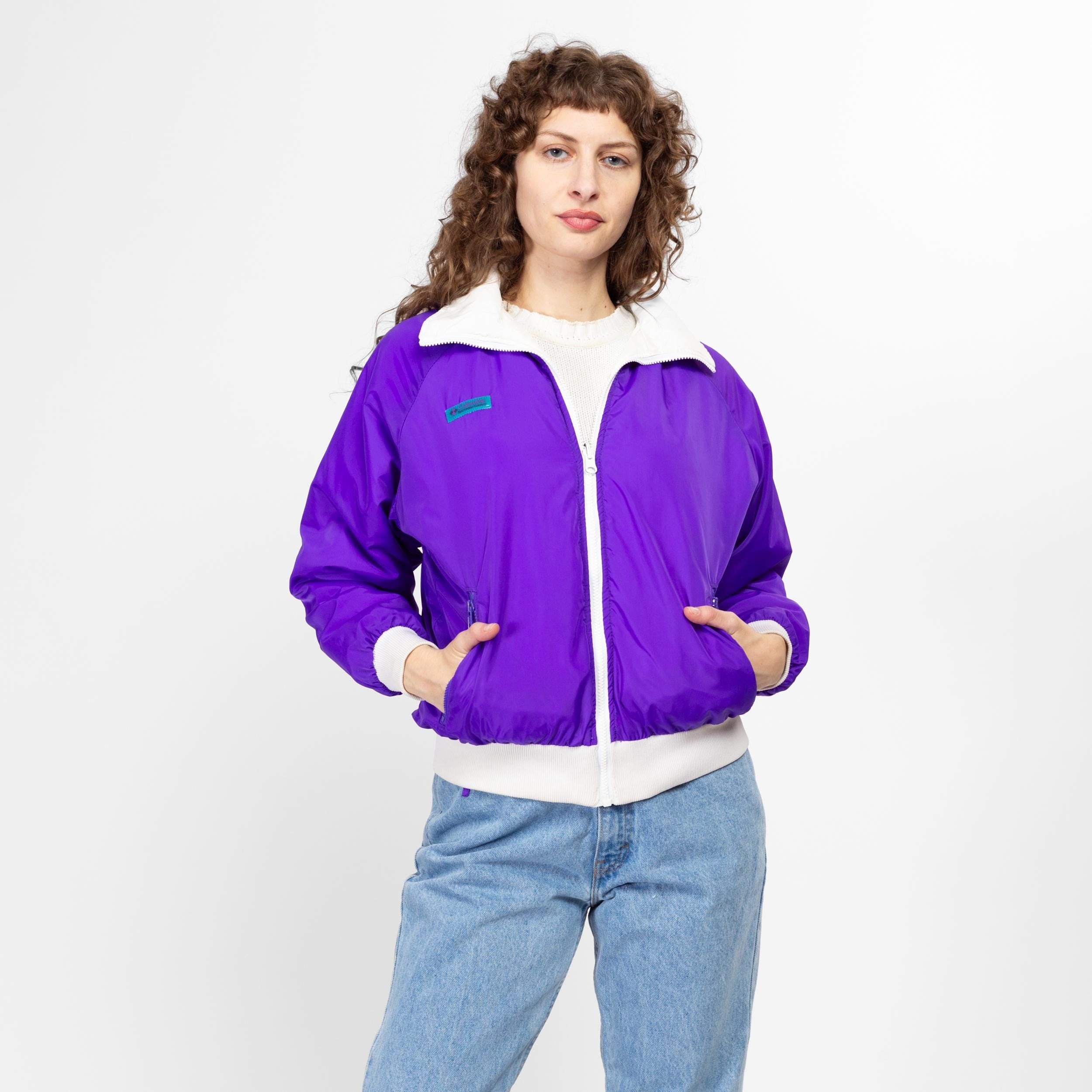 Medium 90s Columbia Reversible Purple White Puffer Windbreaker