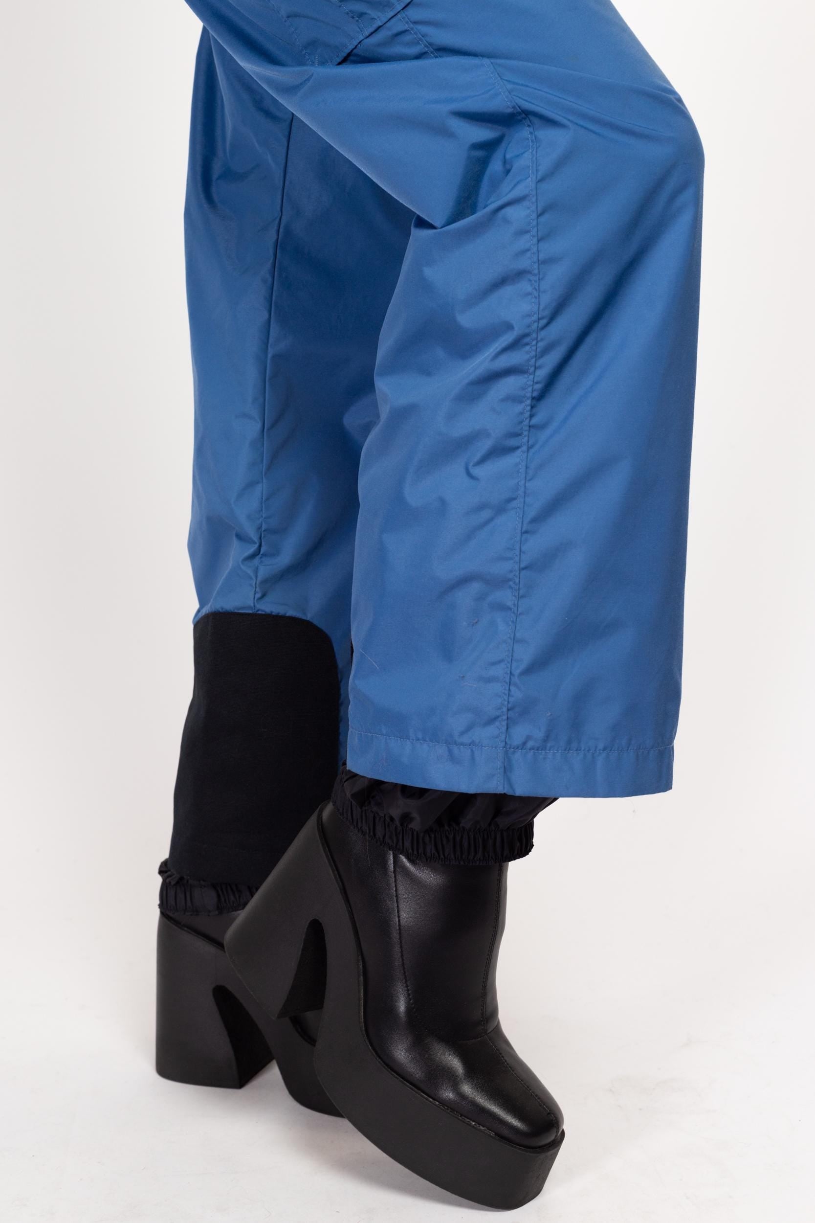 Medium Y2K Columbia Blue Windbreaker Snow Pants | Vintage High Waisted Nylon Winter Ski Trousers