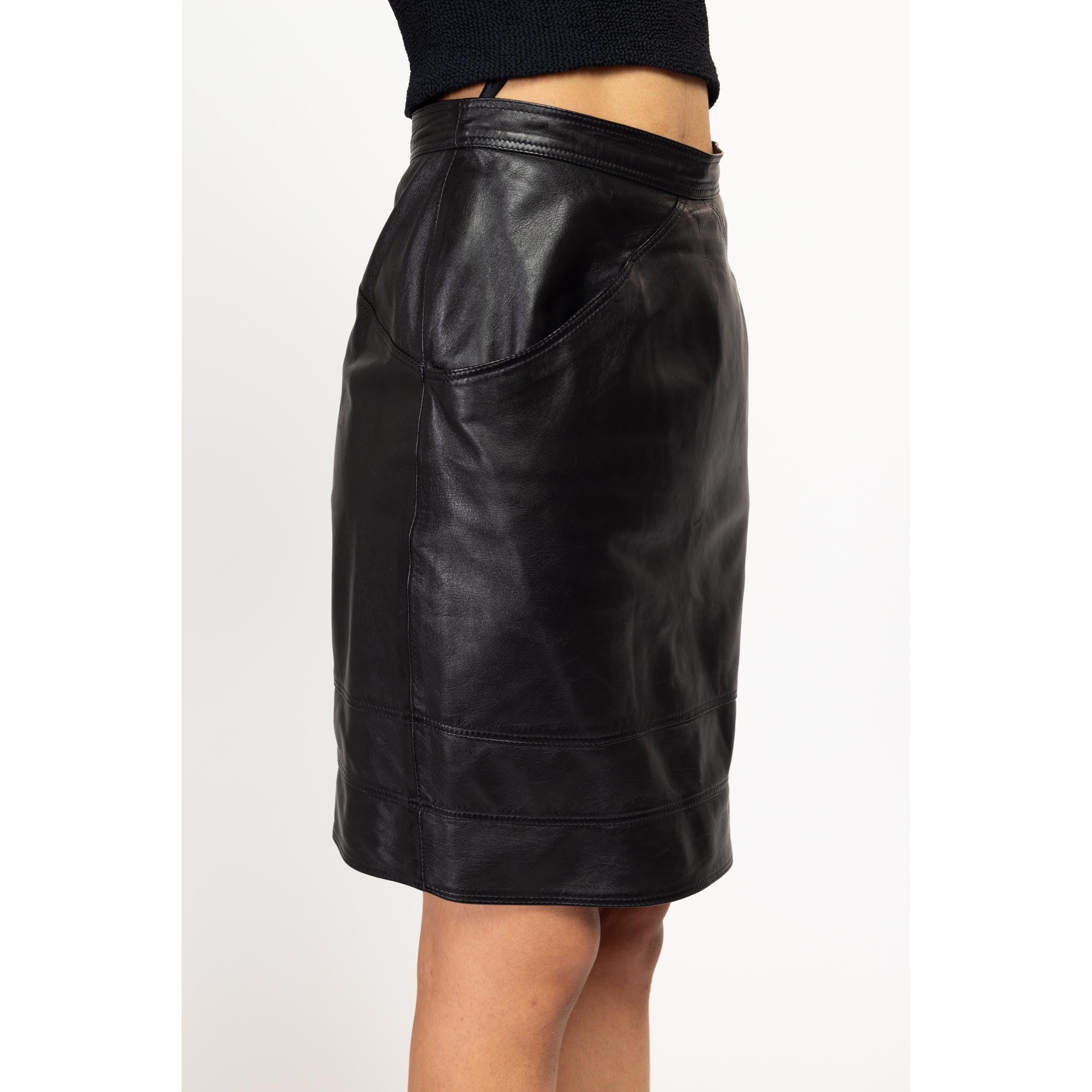 High waisted leather skirt 90s best sale