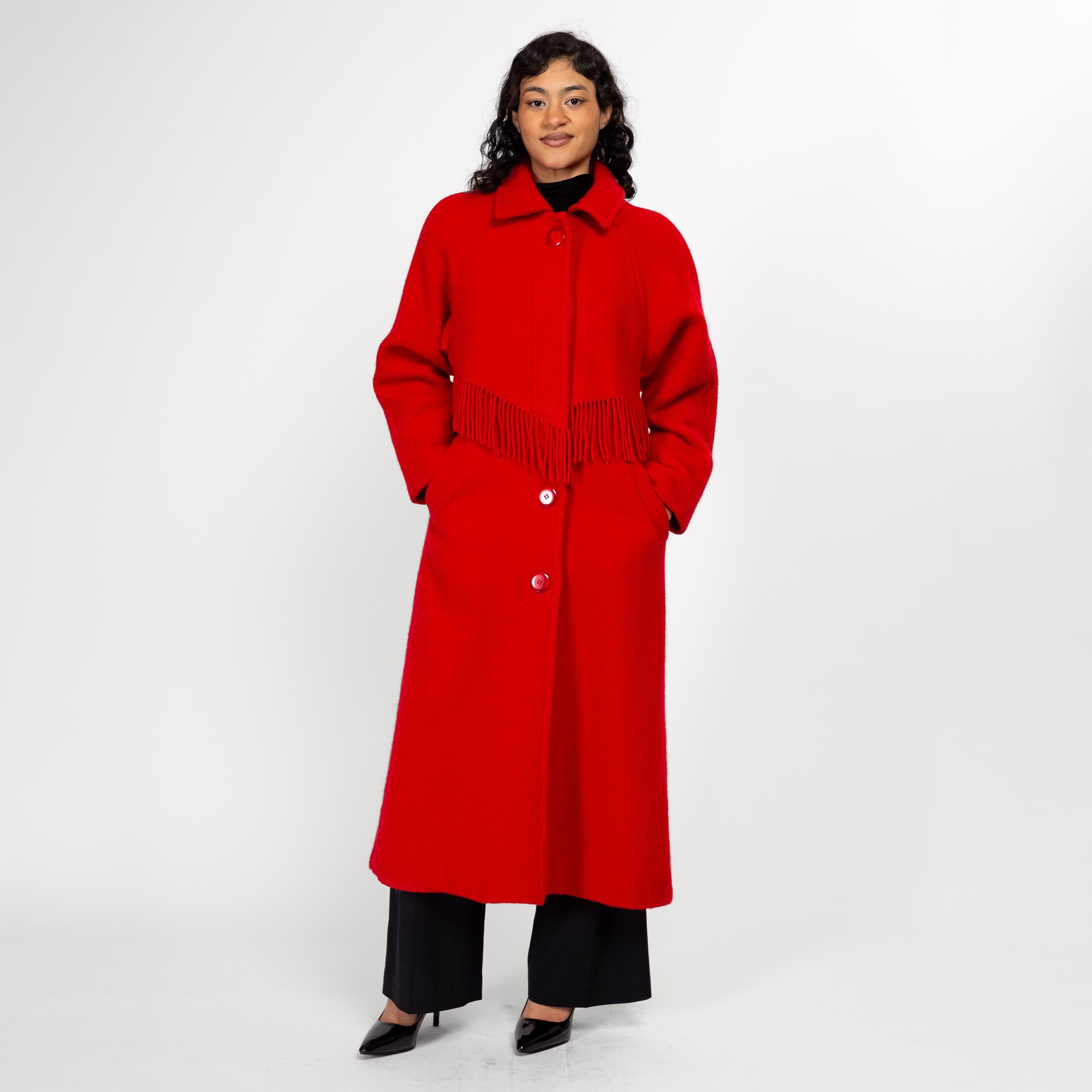 Vintage 80s Red Wool outlet Overcoat Medium