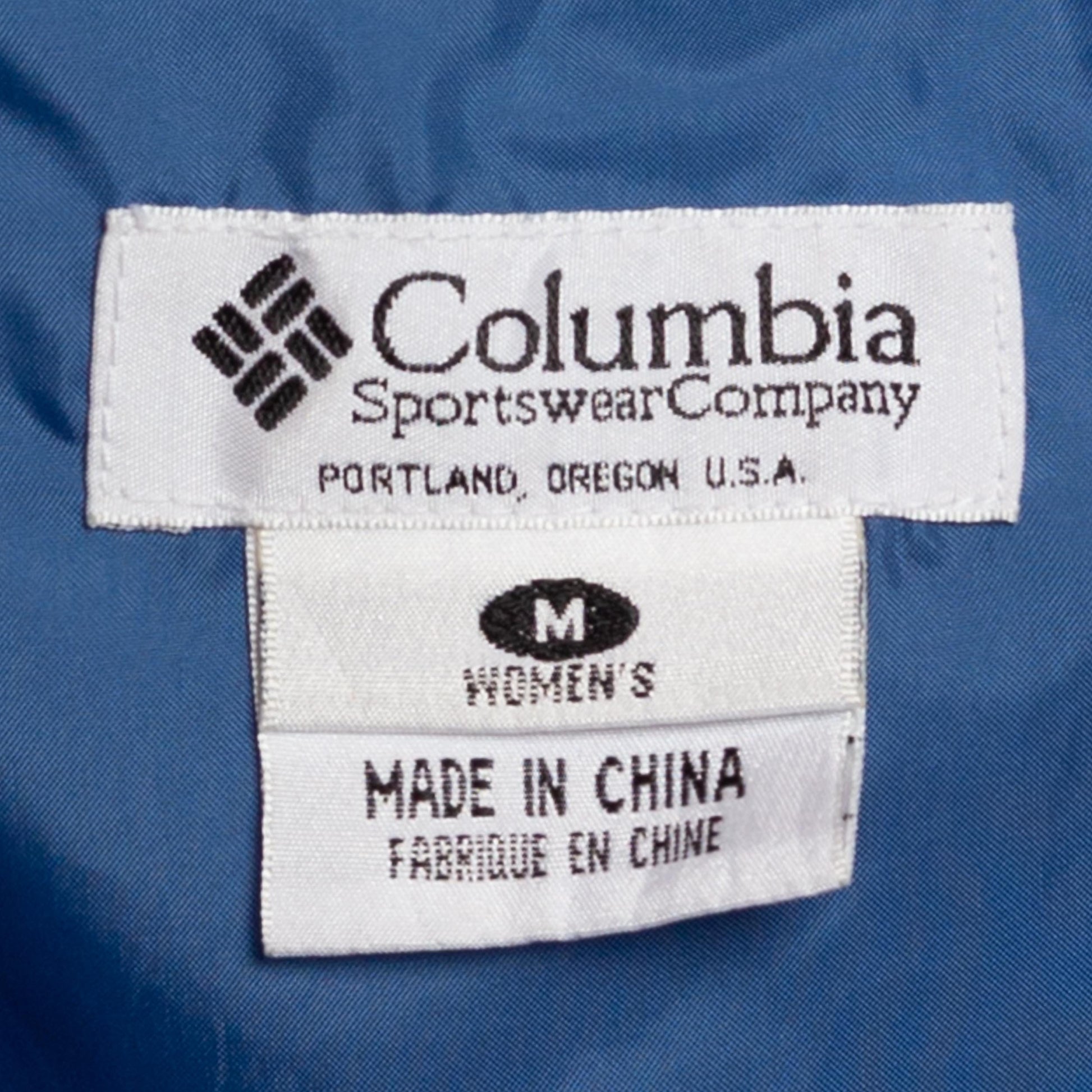 Medium Y2K Columbia Blue Windbreaker Snow Pants | Vintage High Waisted Nylon Winter Ski Trousers