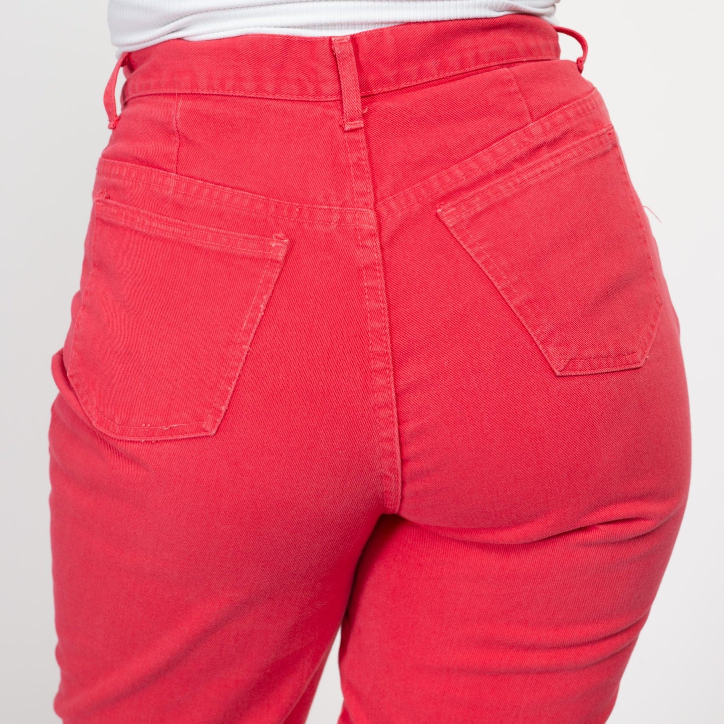 Large 90s Coral Pink High Waisted Jeans 32" | Vintage Denim Tapered Leg Mom Jeans