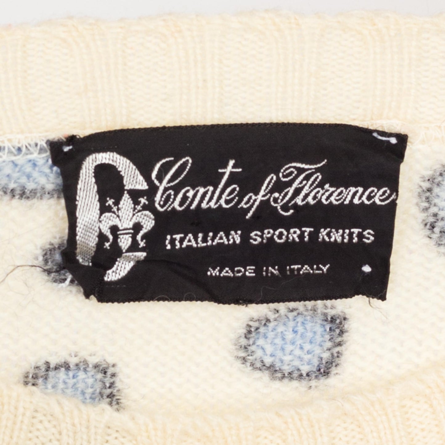 Medium 80s Novelty Skiing Sweater | Vintage Conte Of Florence Blue White Wool Knit Pullover