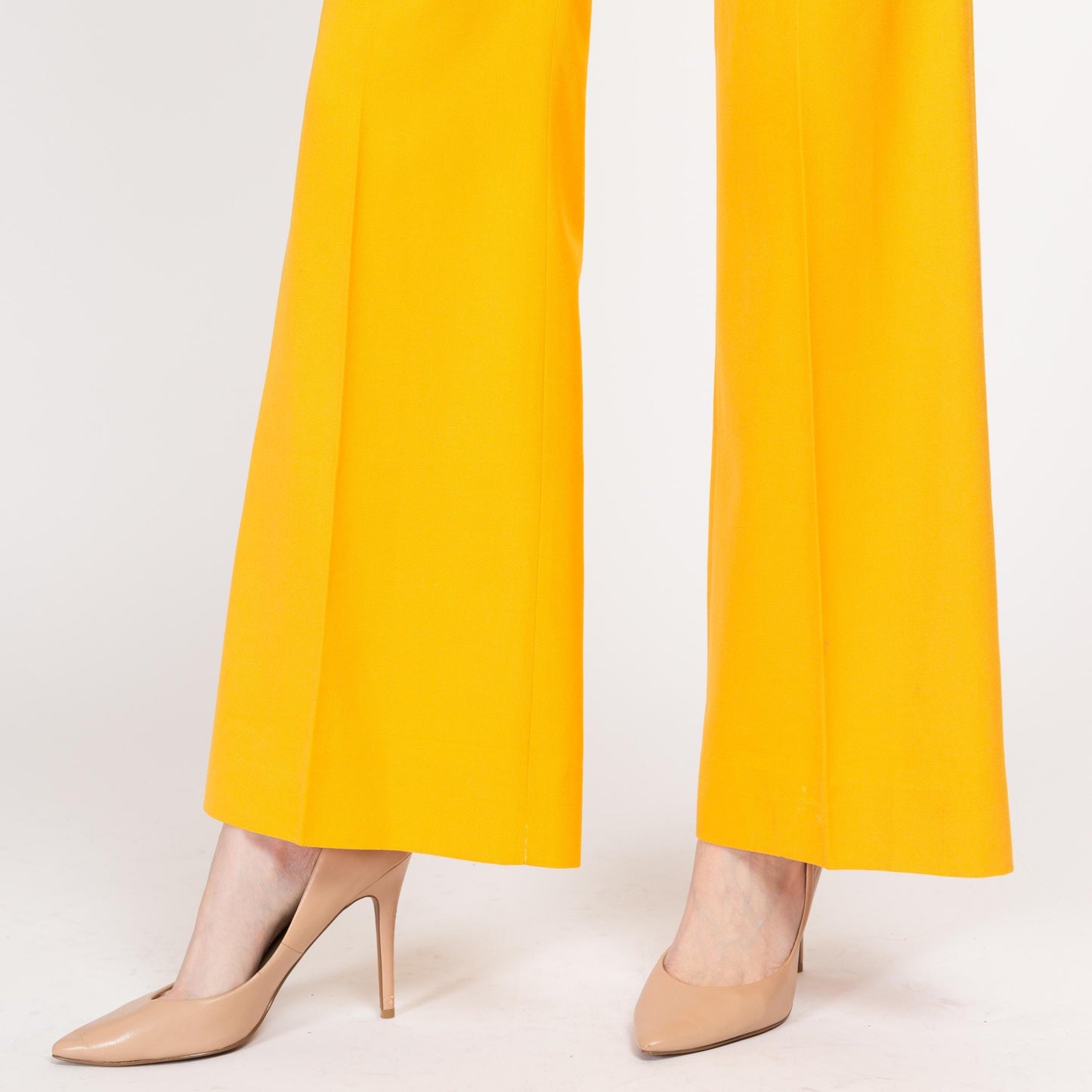 XS 70s Bright Yellow Flared Pants | Retro Vintage Mid High Rise Flares Disco Trousers