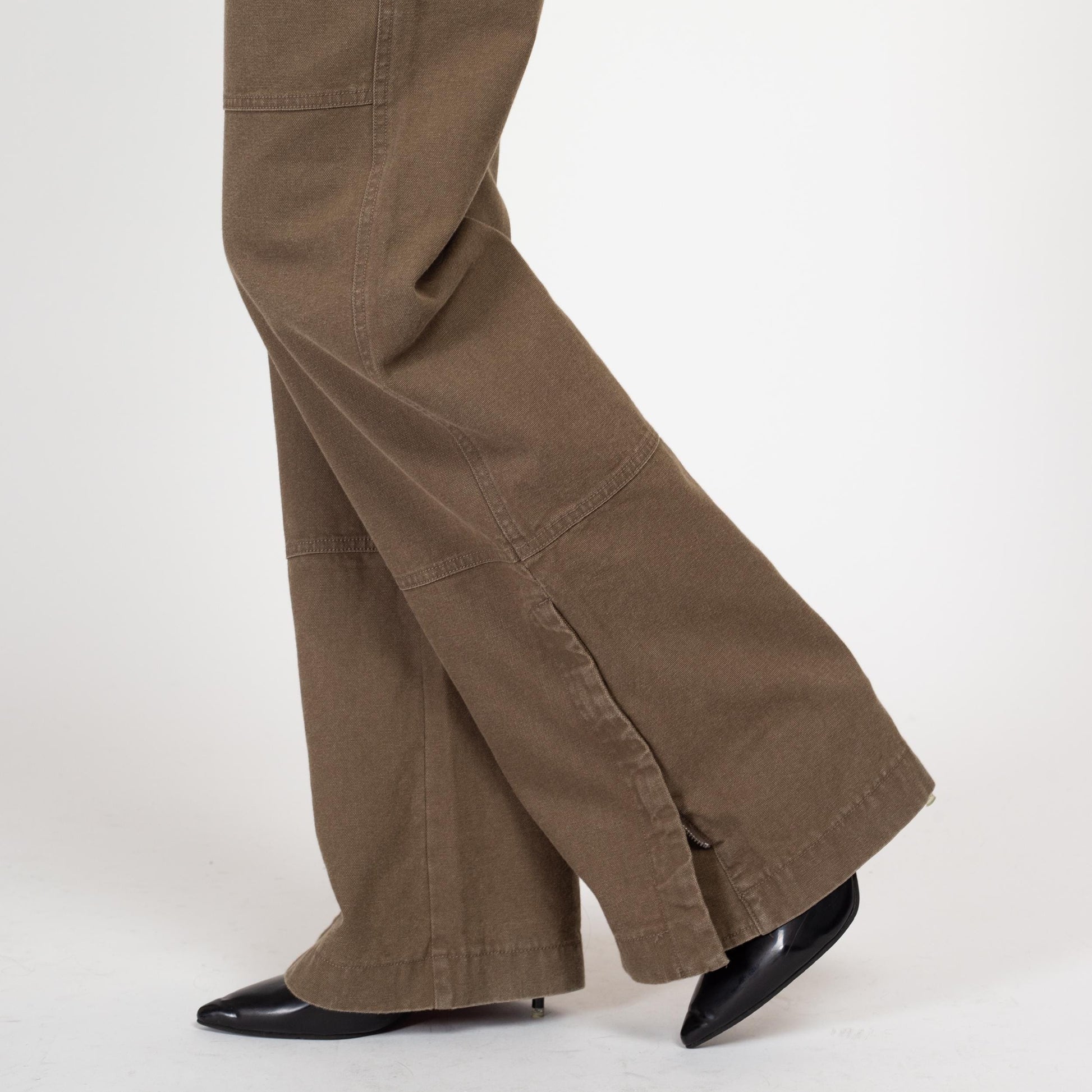 Medium Weekend Max Mara Wide Leg Low Rise Cargo Pants | Vintage Cocoa Brown Canvas Trousers