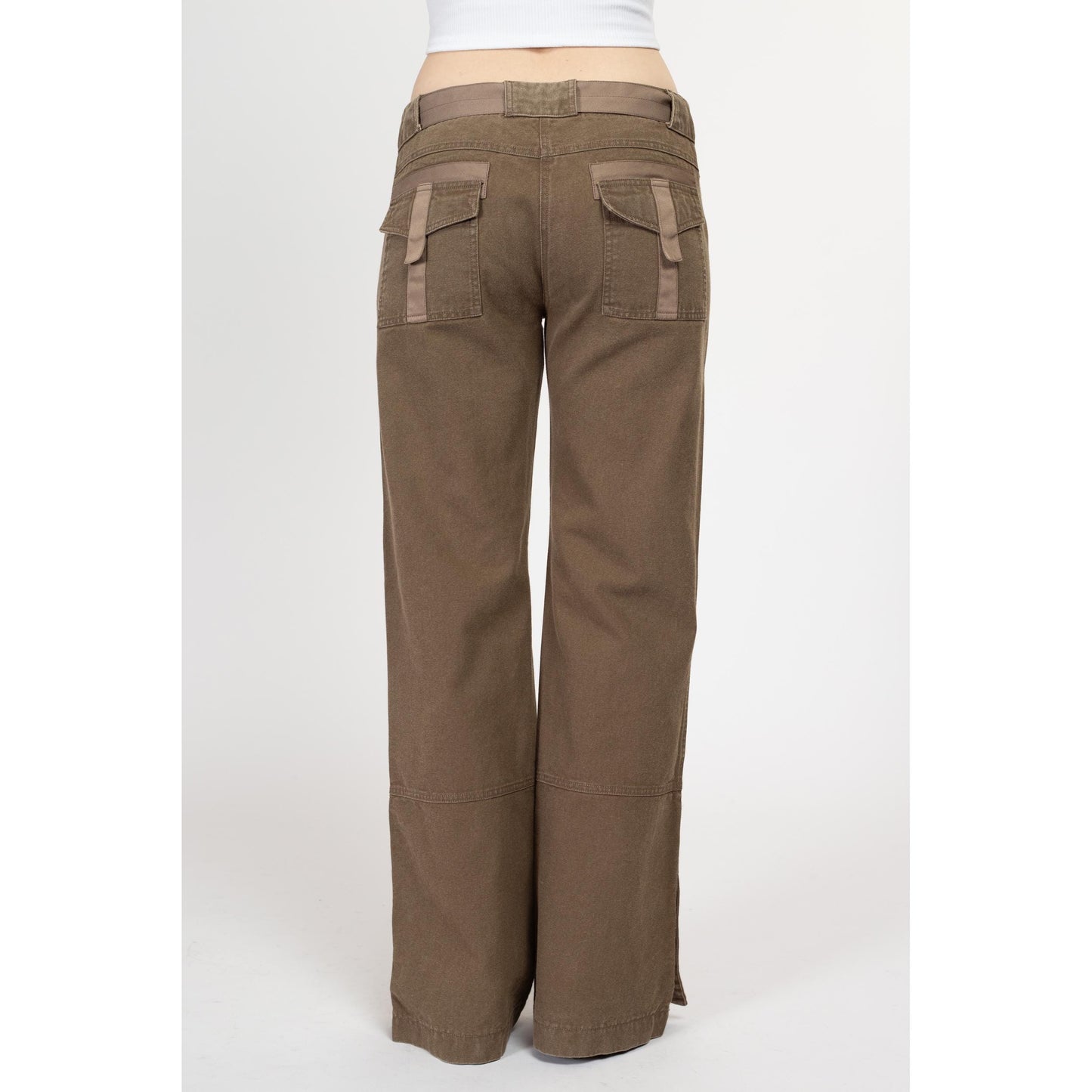 Medium Weekend Max Mara Wide Leg Low Rise Cargo Pants | Vintage Cocoa Brown Canvas Trousers