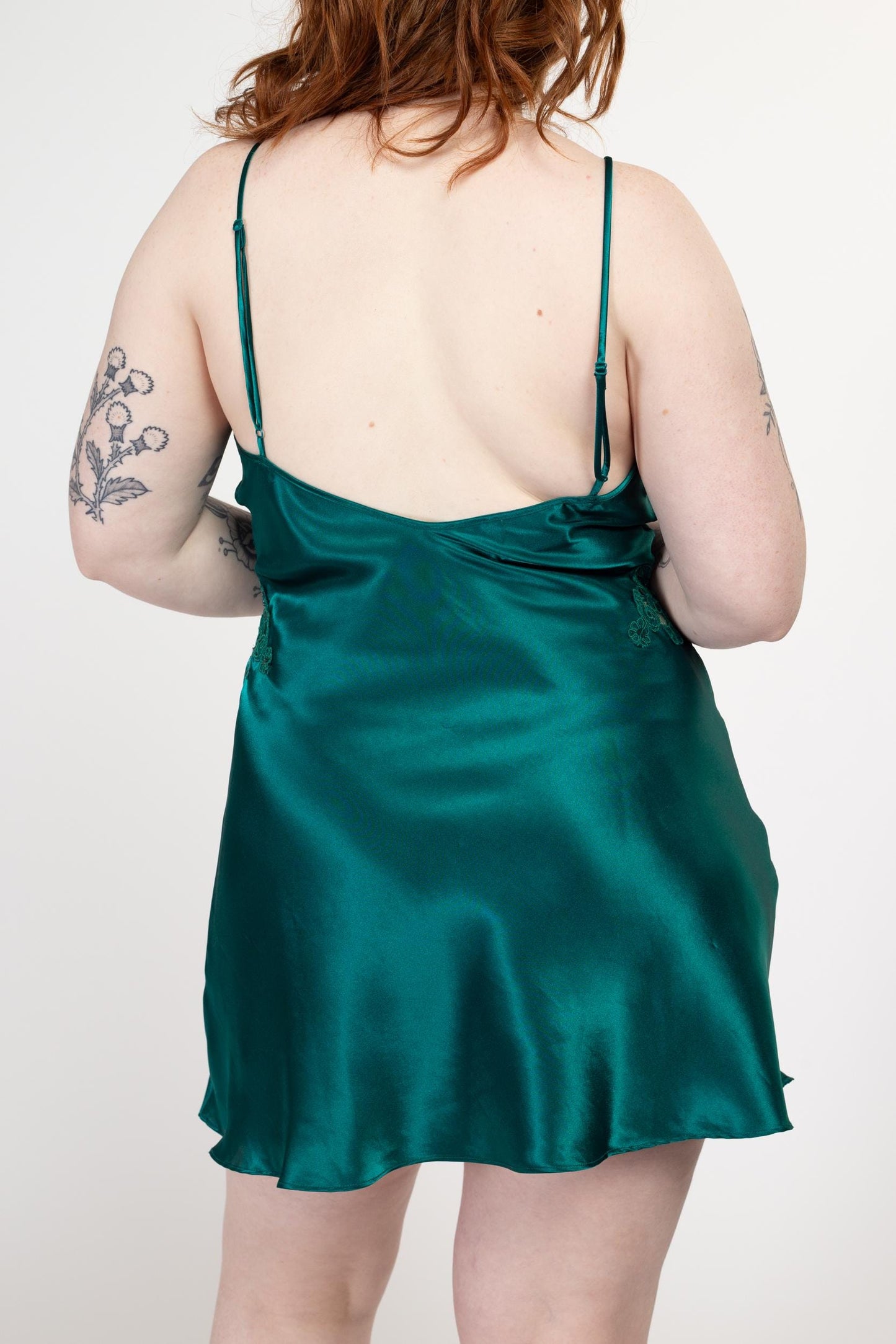 Medium 90s Victoria's Secret Emerald Green Satin Slip Dress | Vintage Low Back Lingerie Mini Chemise Nightie