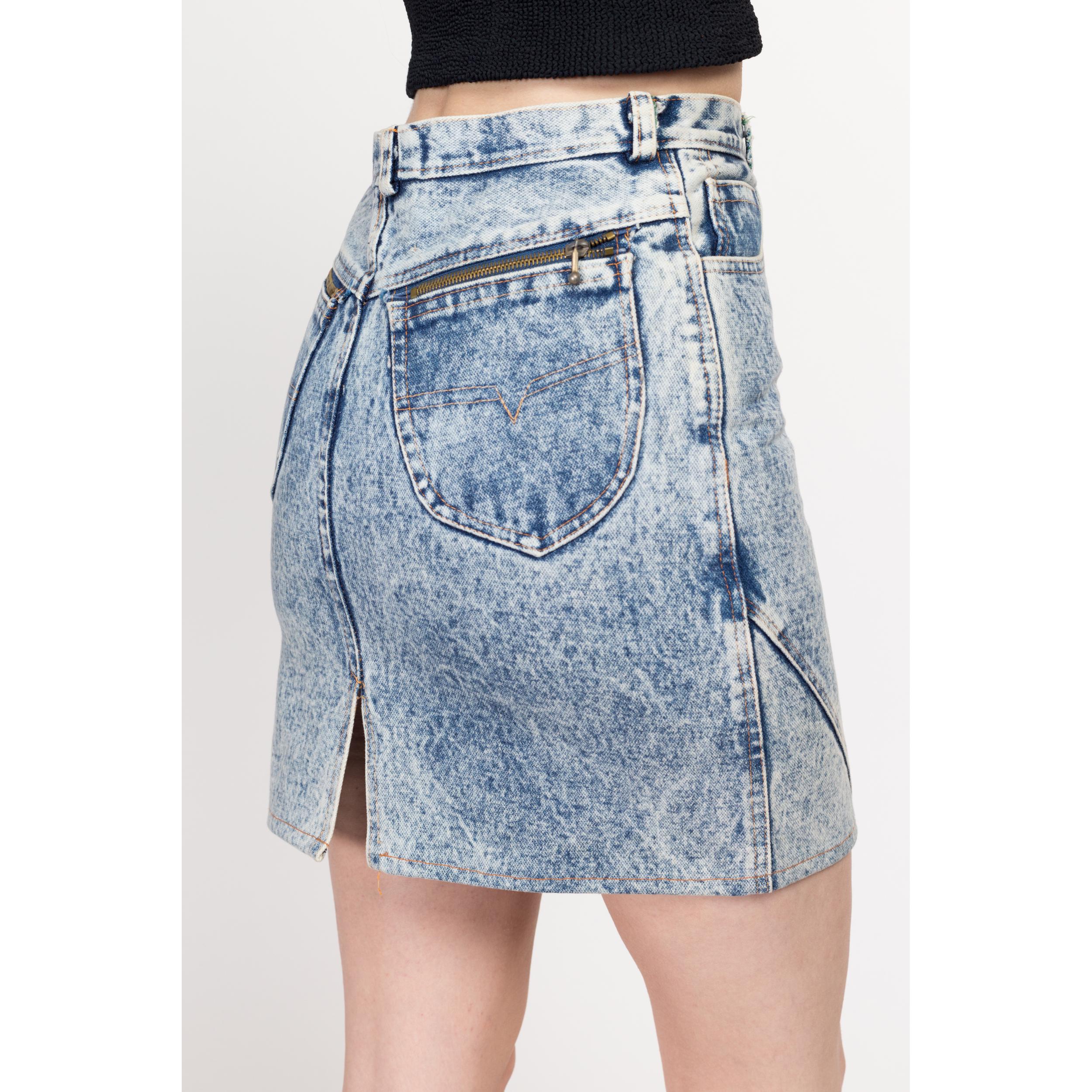 Xs 80s Acid Wash Denim Mini Skirt 26