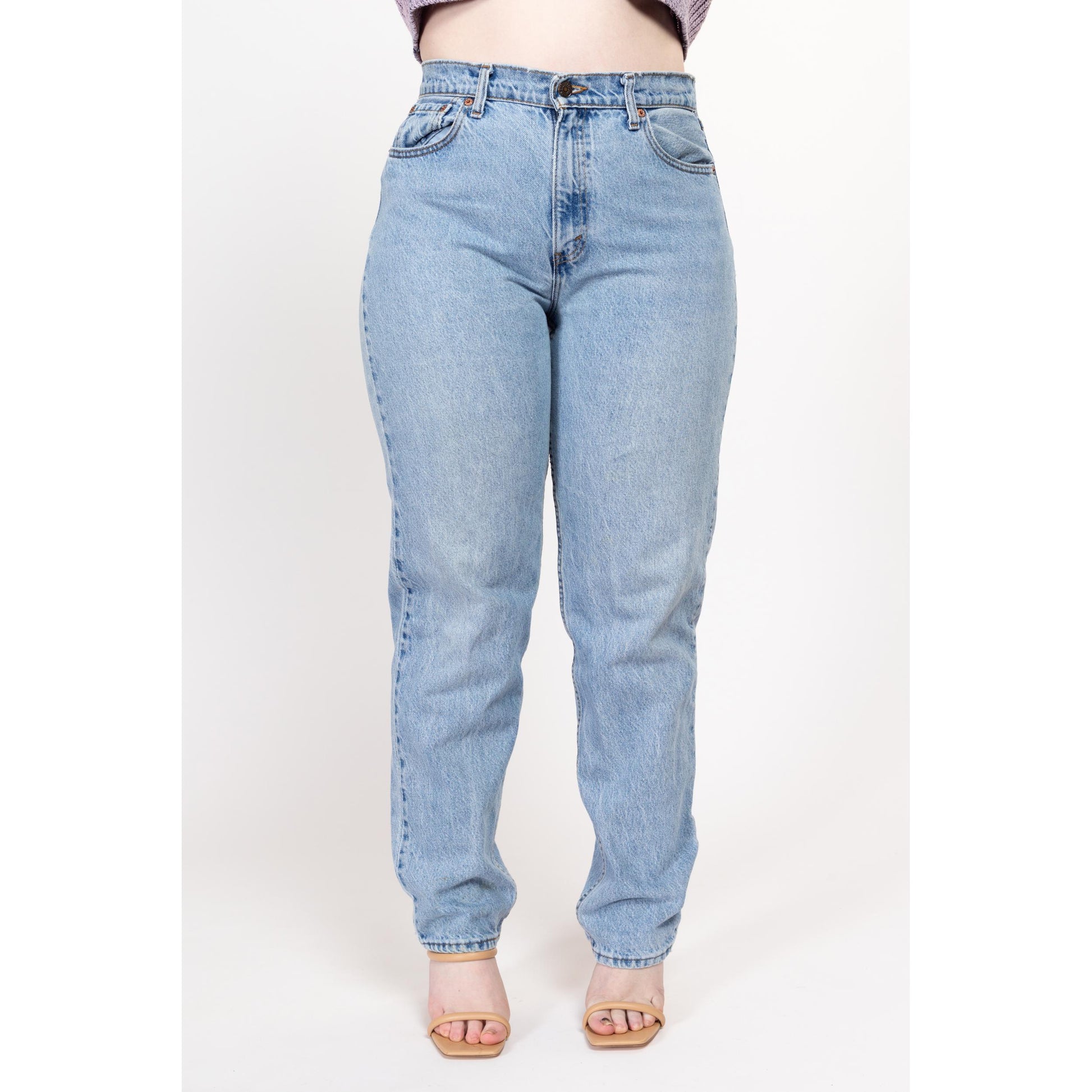 Large 90s Levis Light Wash Denim Mom Jeans 33" | Vintage Levi's High Waisted Tapered Leg Jeans