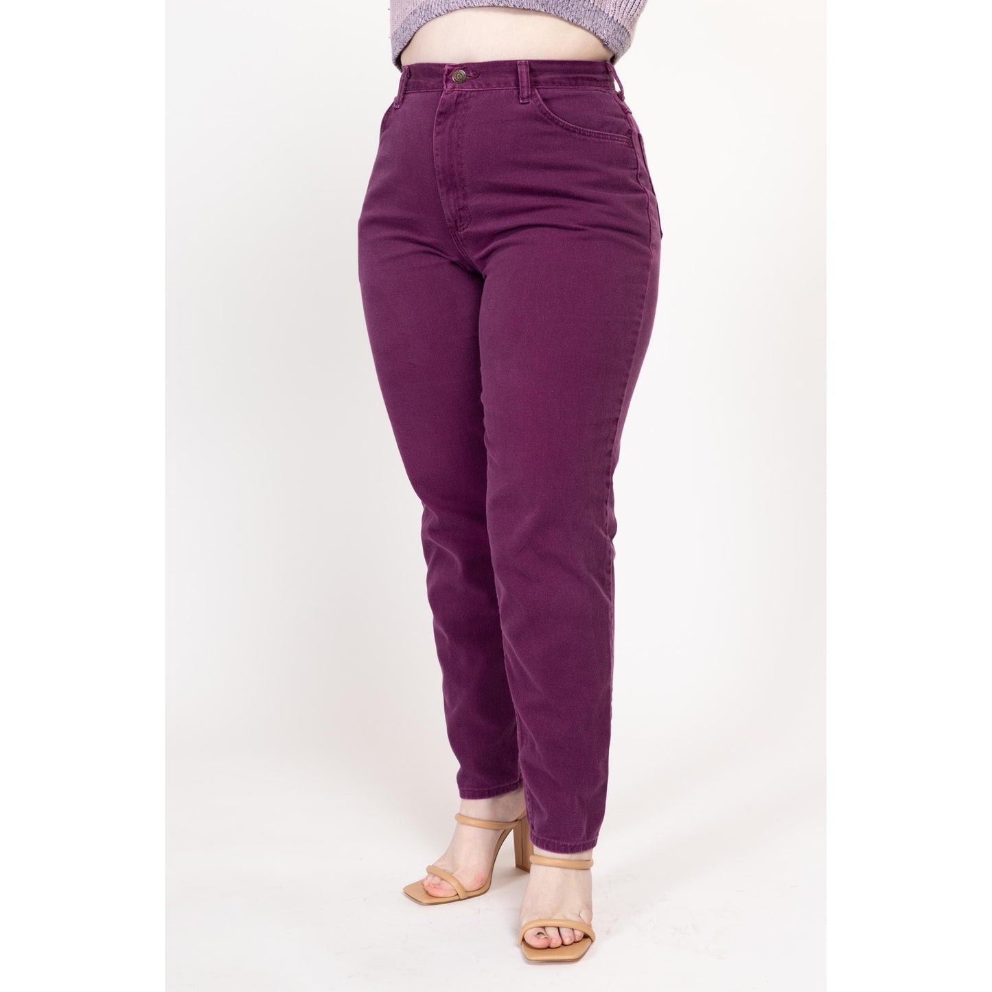 Large 90s Gitano Plum Purple High Waisted Curvy Jeans 30.5" | Vintage Denim Tapered Leg Mom Jeans