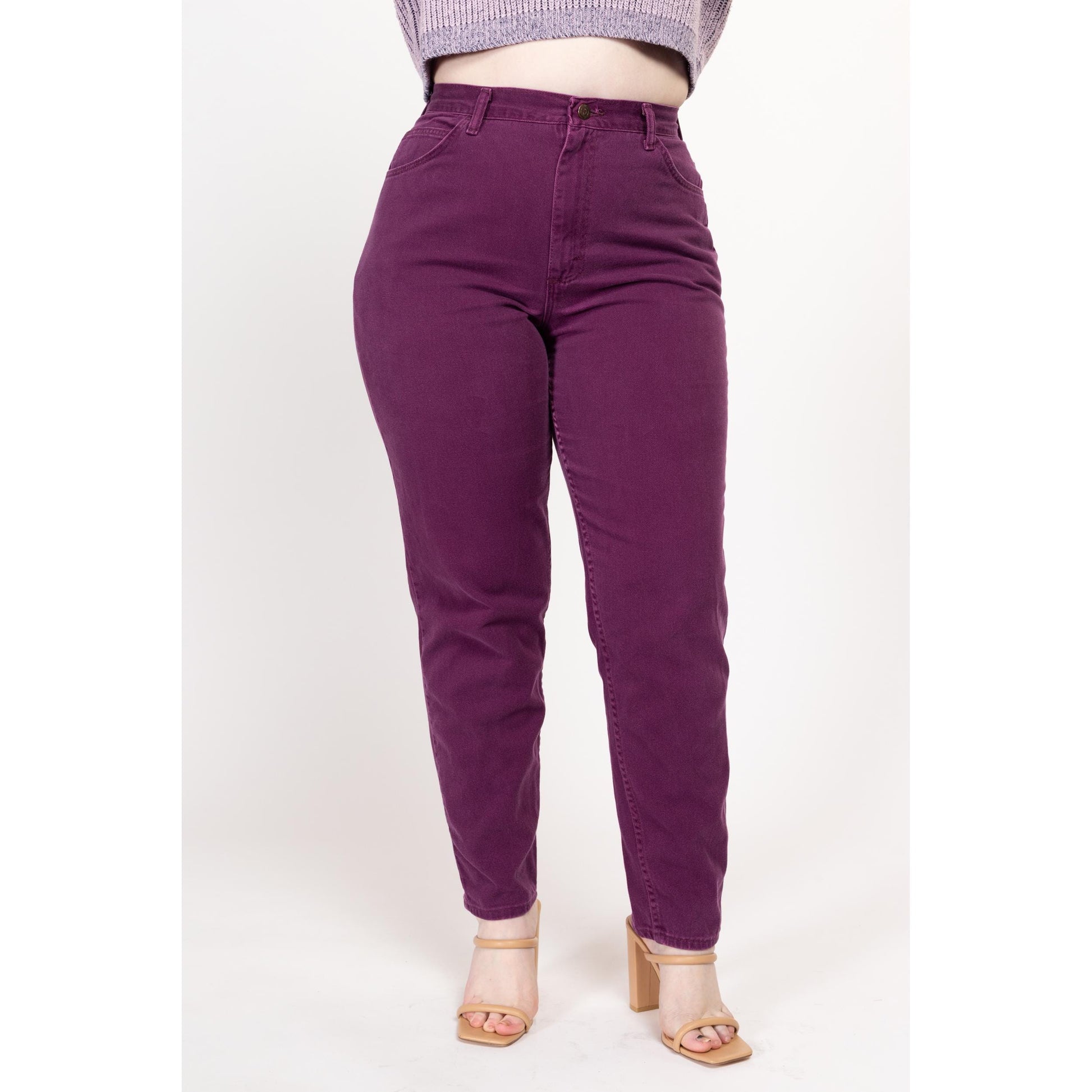 Large 90s Gitano Plum Purple High Waisted Curvy Jeans 30.5" | Vintage Denim Tapered Leg Mom Jeans