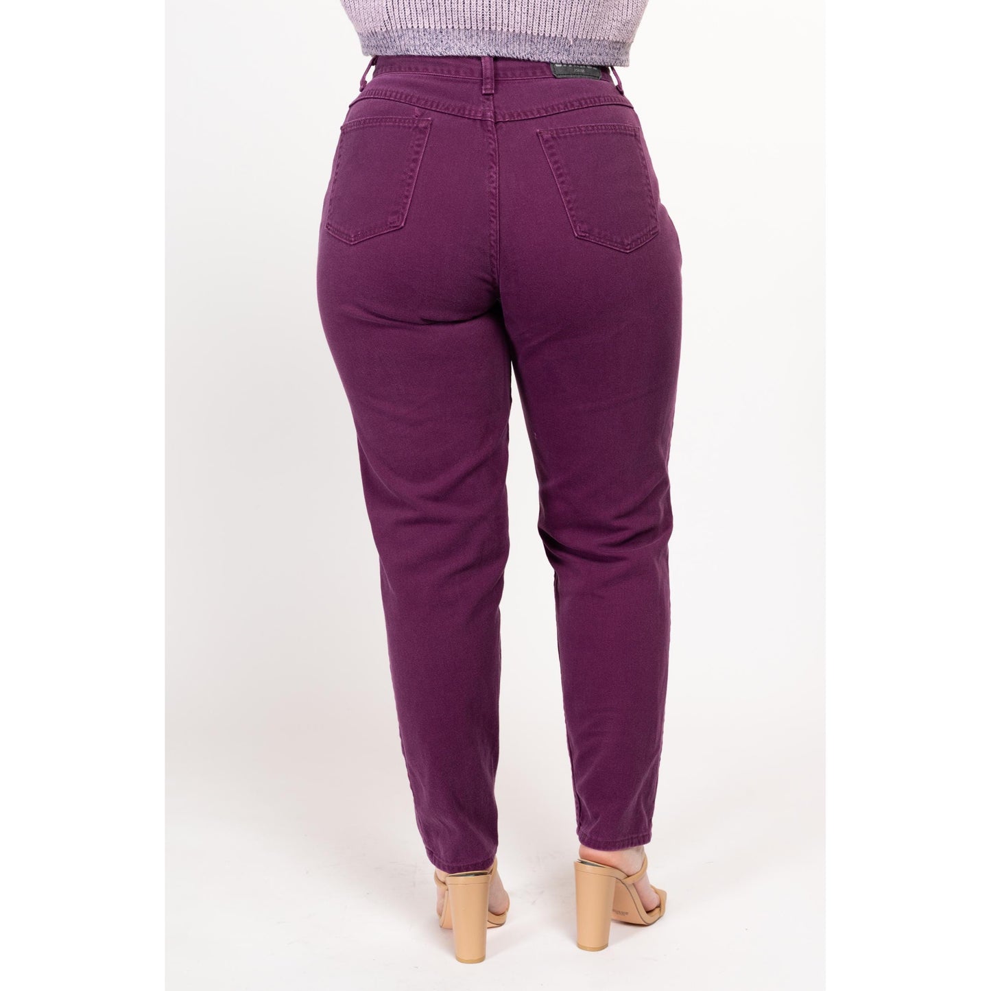 Large 90s Gitano Plum Purple High Waisted Curvy Jeans 30.5" | Vintage Denim Tapered Leg Mom Jeans