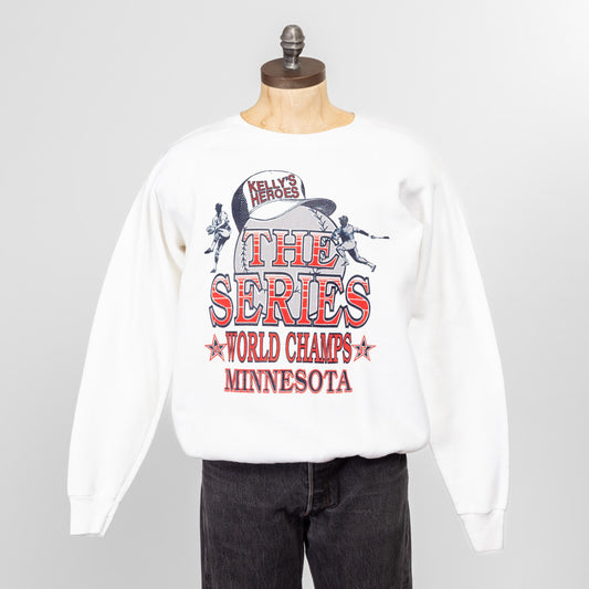 XL 90s Minnesota Twins World Champs Sweatshirt | Vintage MLB Baseball Raglan Sleeve Crewneck Pullover Sweater