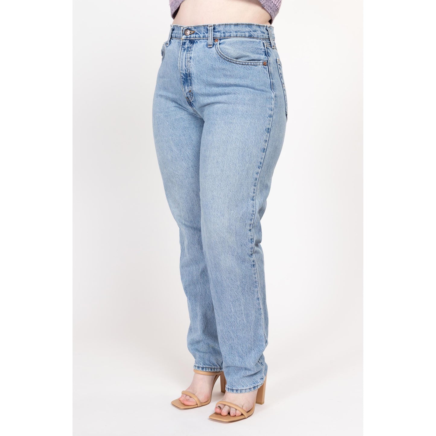 Large 90s Levis Light Wash Denim Mom Jeans 33" | Vintage Levi's High Waisted Tapered Leg Jeans