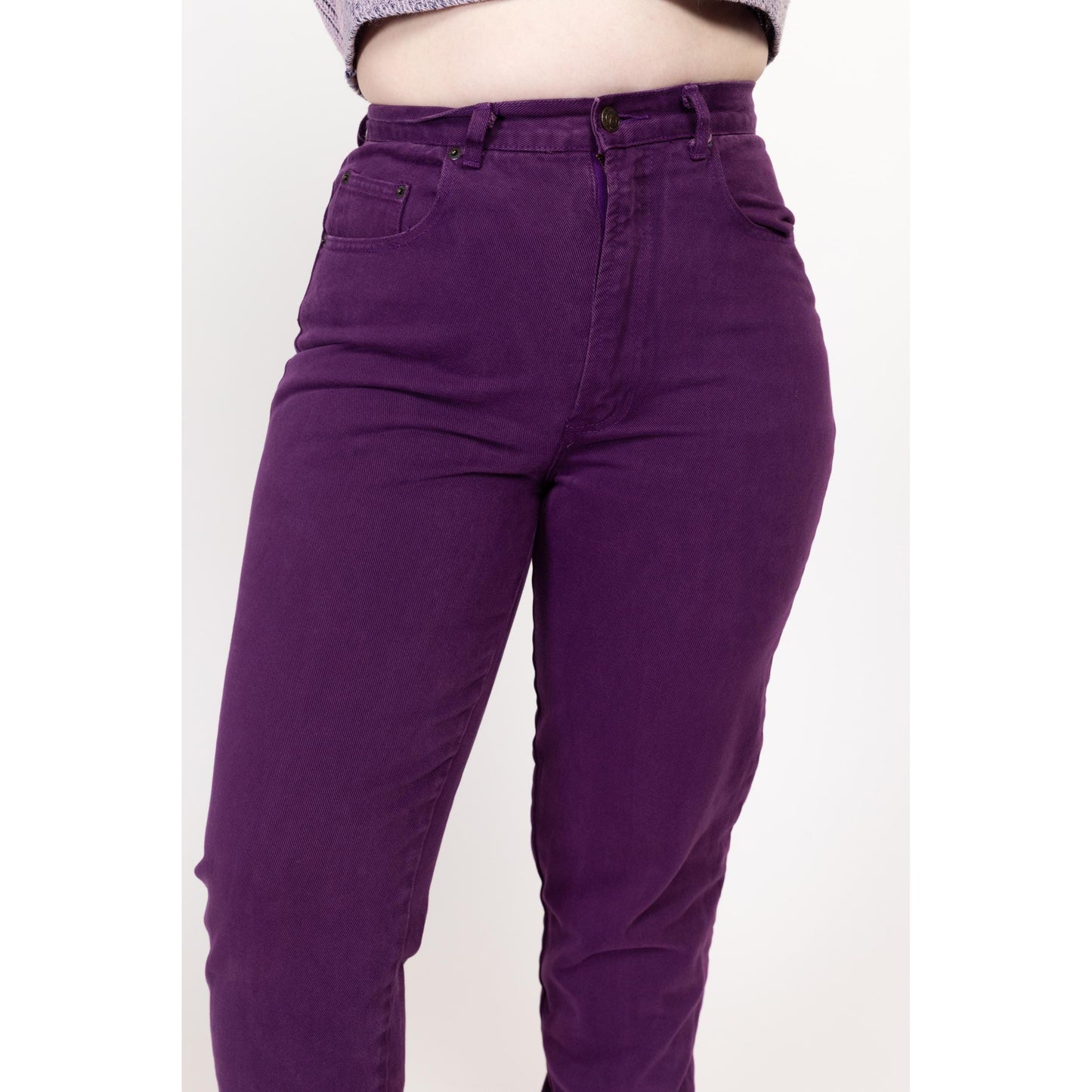 Large 90s Purple High Waisted Mom Jeans 31" | Vintage Denim Tapered Leg Jeans