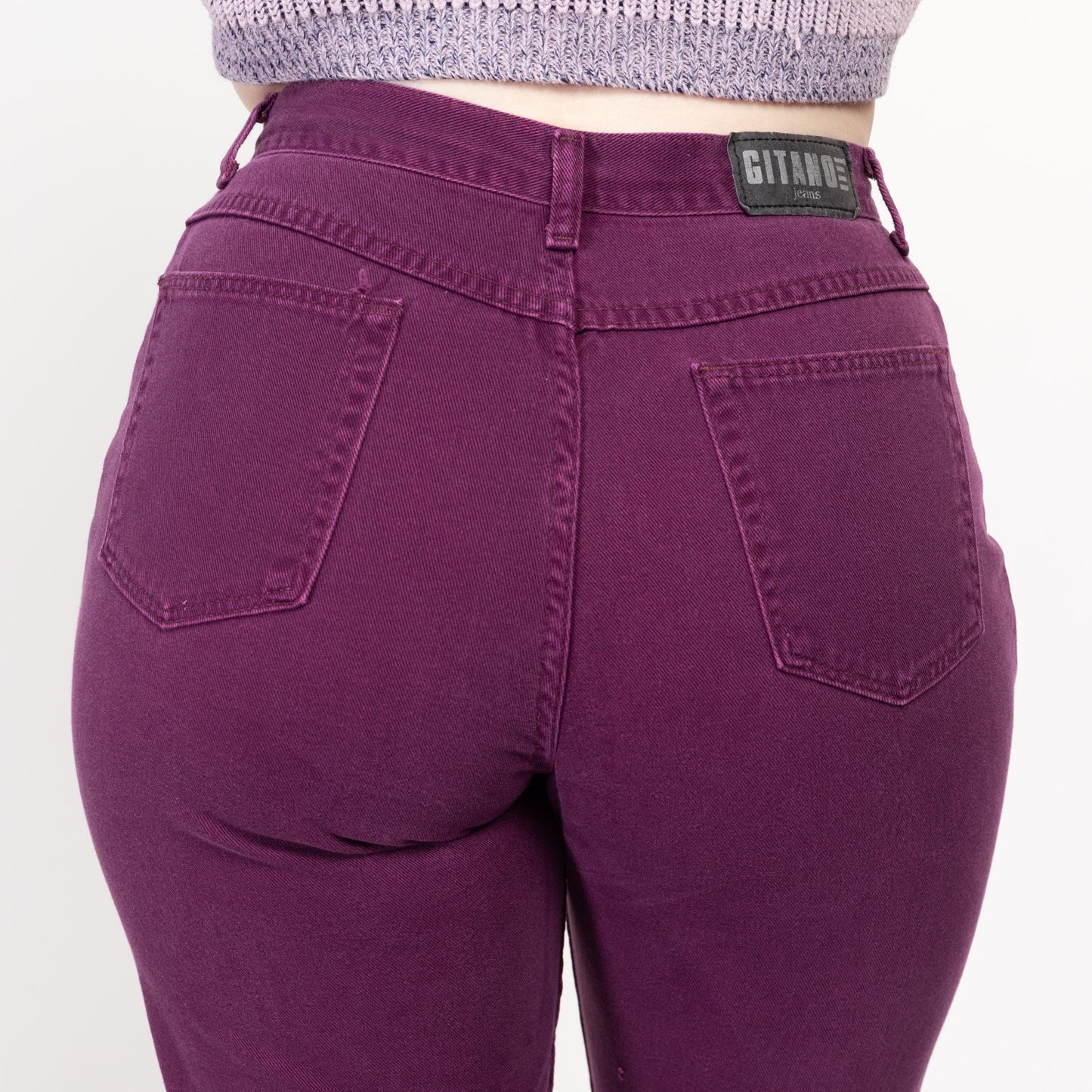 Large 90s Gitano Plum Purple High Waisted Curvy Jeans 30.5" | Vintage Denim Tapered Leg Mom Jeans