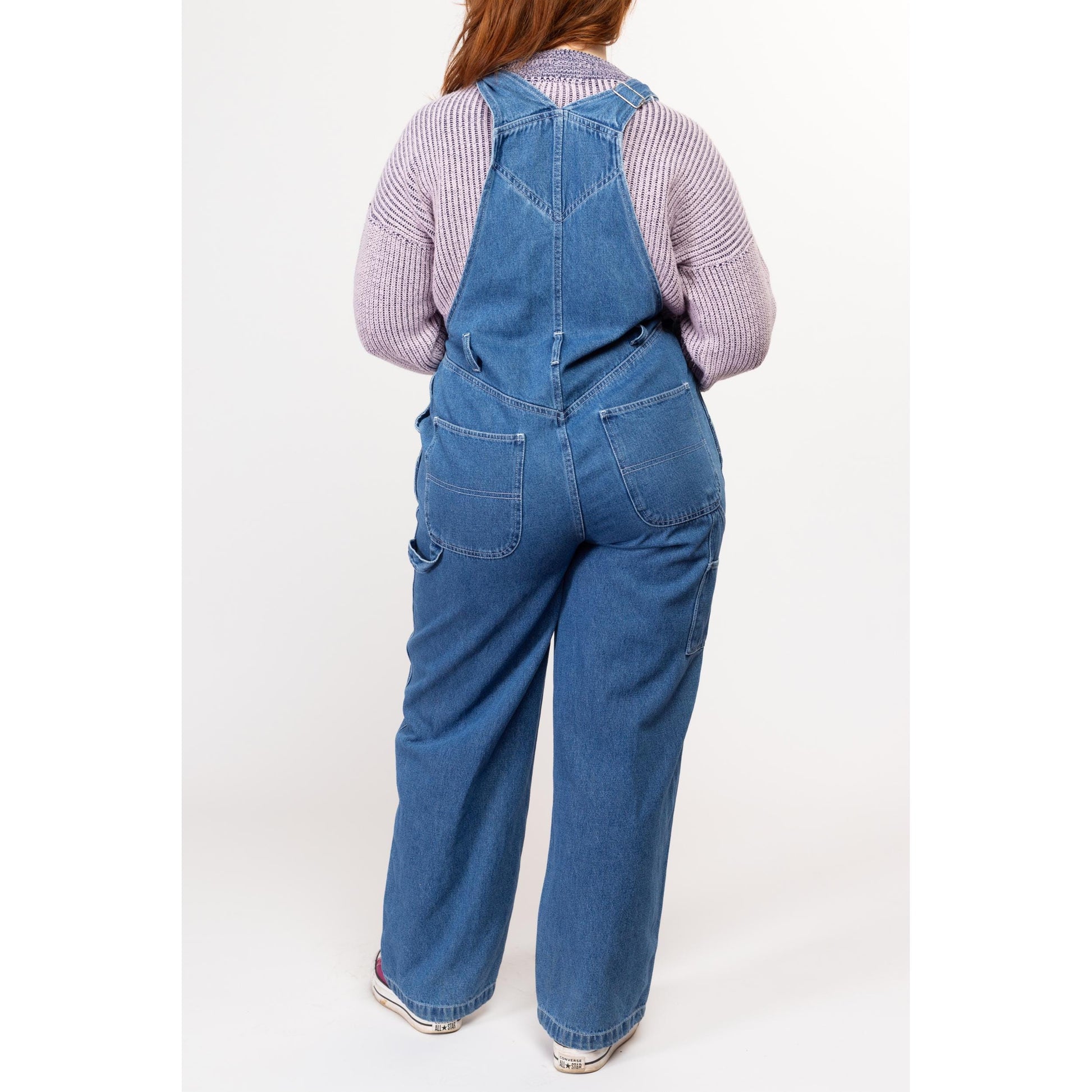 Large 90s Winnie The Pooh Denim Overalls | Vintage Disney Cartoon Blue Jean Overall Pants