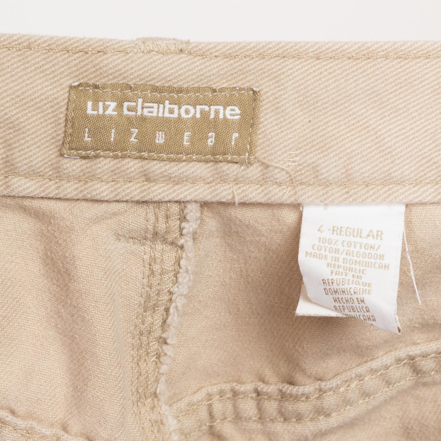 Small 90s Liz Claiborne Khaki Soft Denim Jeans 26" | Vintage Soft Cotton Tapered Leg Mom Jeans