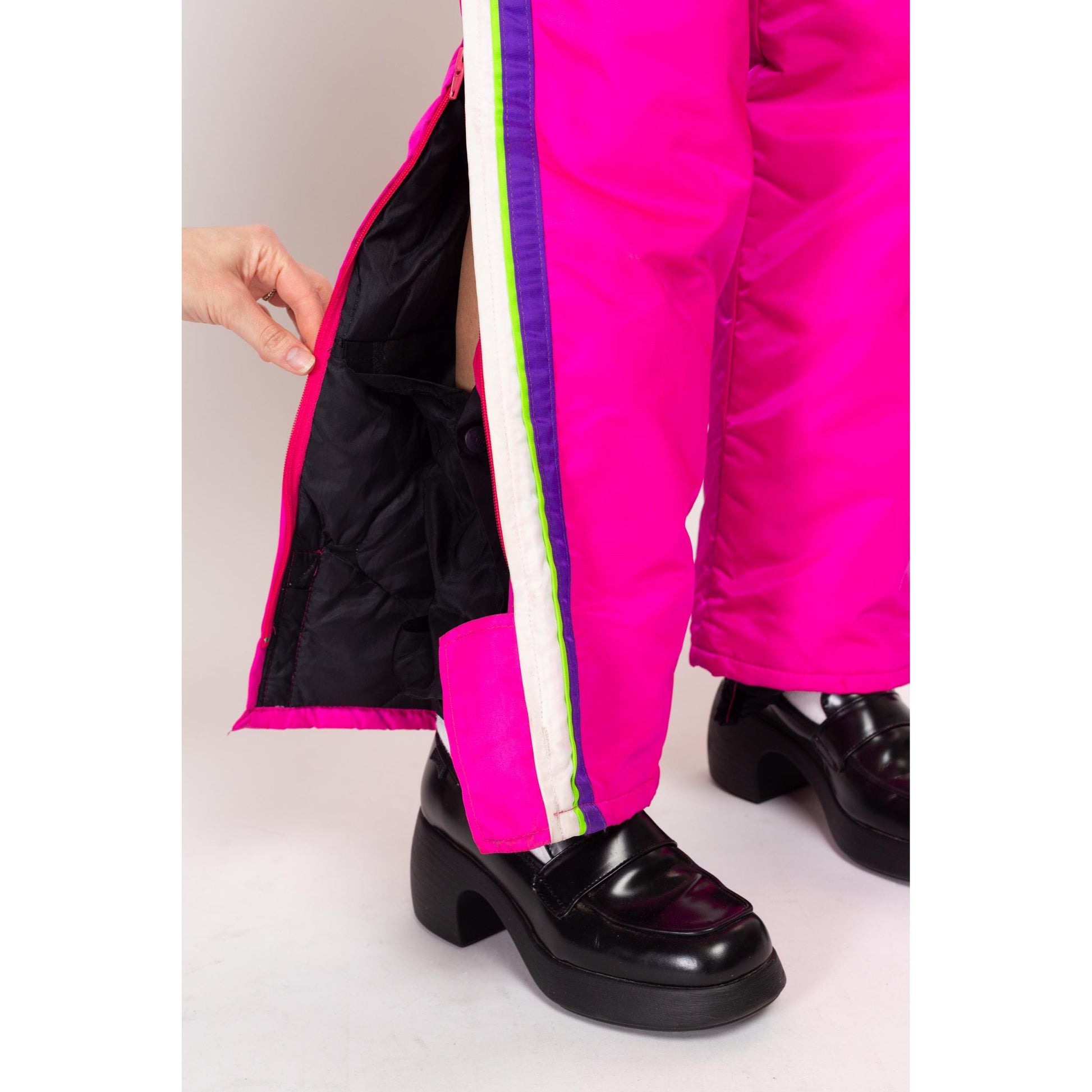 Medium 80s Hot Pink Arcticwear Sleeveless Ski Suit | Vintage Insulated Outerwear Jumpsuit One Piece Snow Gear