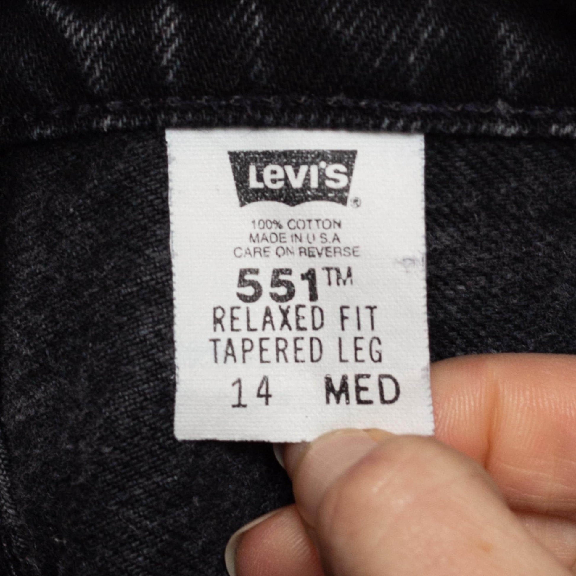 Large 90s Levis 551 Black Denim Relaxed Fit Jeans 32.5” | Vintage Levi's High Waisted Tapered Leg Mom Jeans