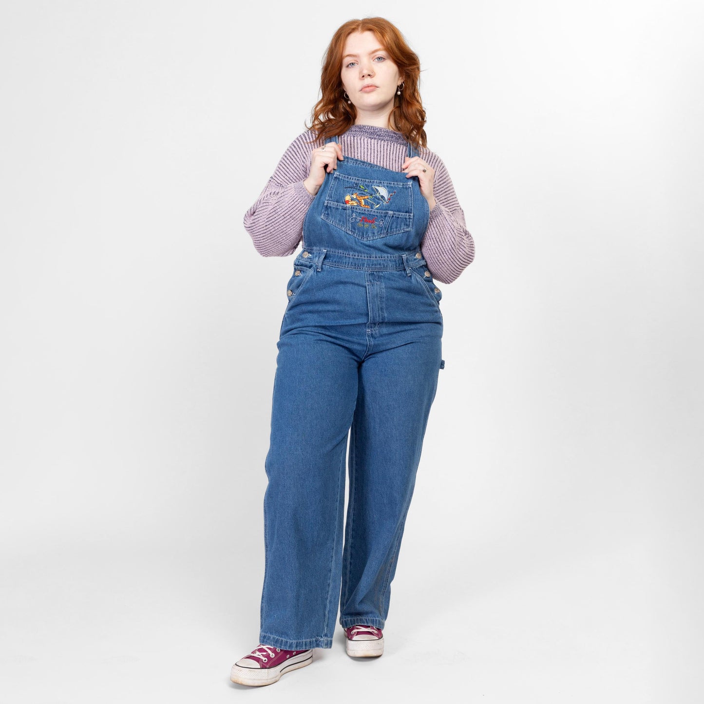 Large 90s Winnie The Pooh Denim Overalls | Vintage Disney Cartoon Blue Jean Overall Pants