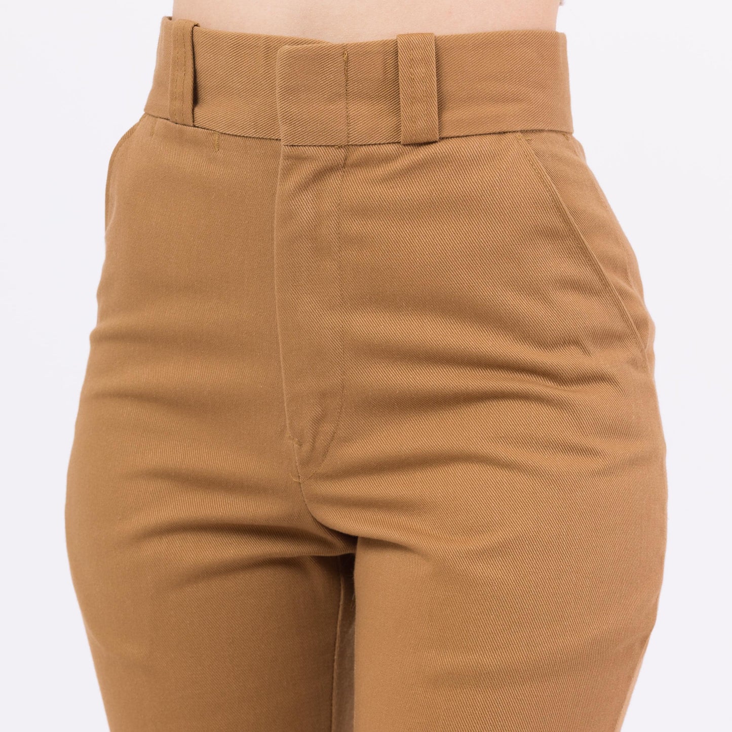 XS 70s Tan High Waisted Slim Leg Pants 25" | Retro Vintage US Fish & Wildlife Service Tapered Leg Trousers