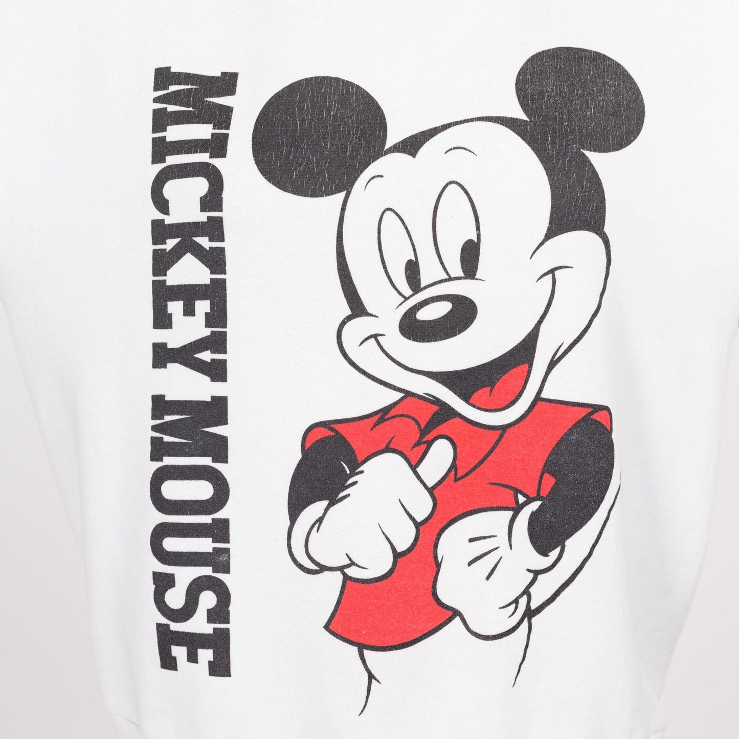 Large 90s Mickey Mouse Front & Back Graphic Sweatshirt | Vintage White Disney Cartoon Crewneck