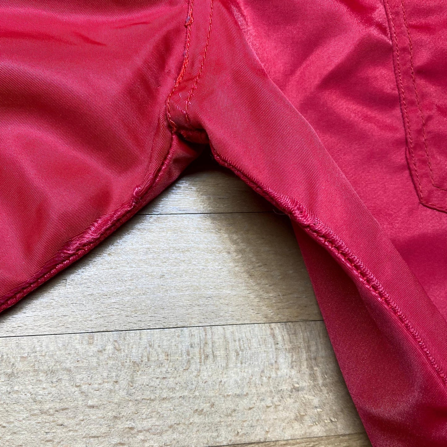 XS-Sm 80s Red High Waisted Parachute Pants 27" | Vintage Panno D'or Tapered Leg Nylon Windbreaker Pants