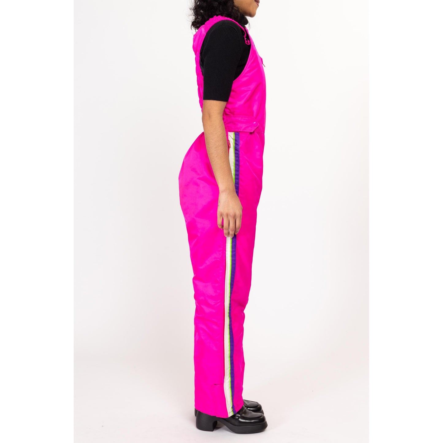 Medium 80s Hot Pink Arcticwear Sleeveless Ski Suit | Vintage Insulated Outerwear Jumpsuit One Piece Snow Gear