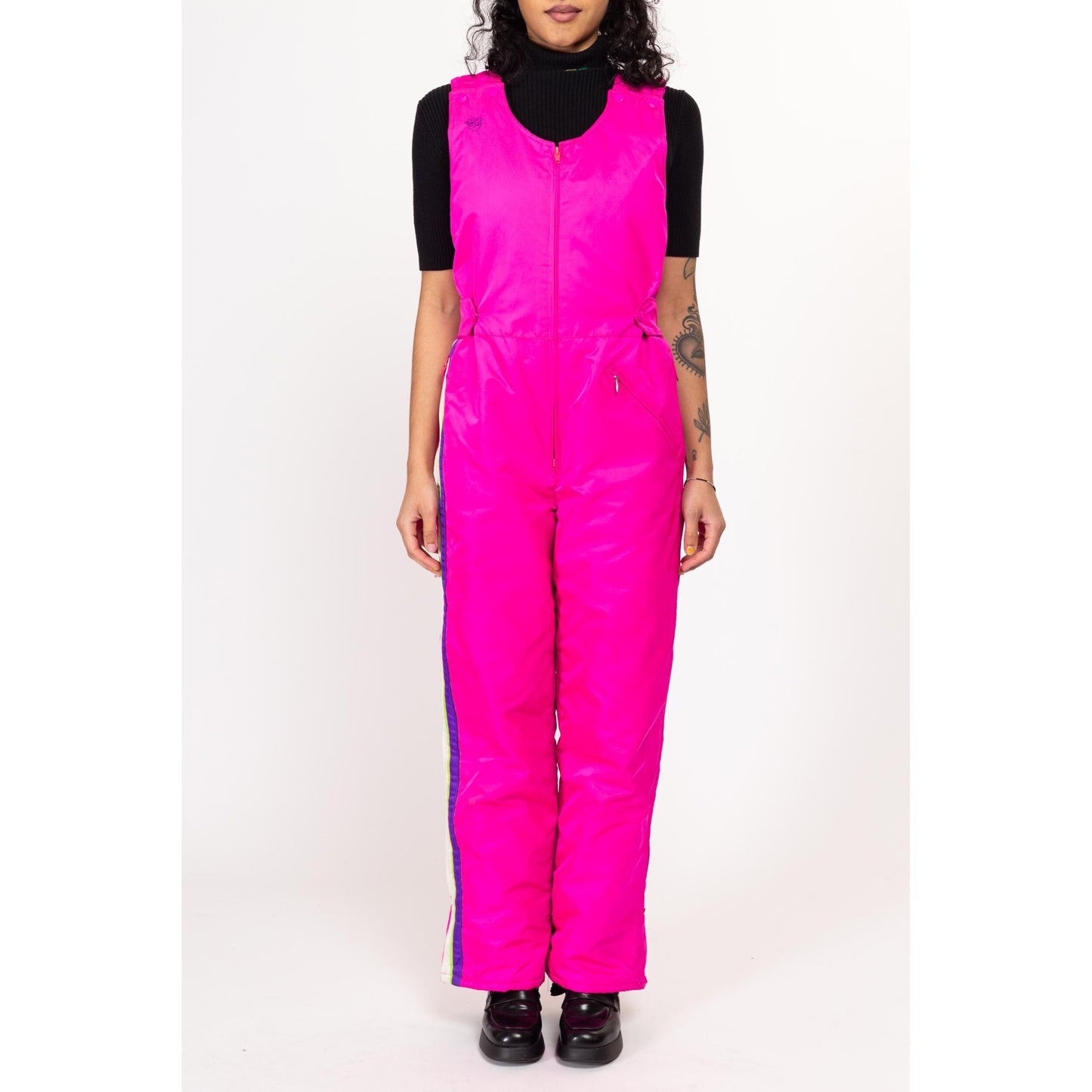 Medium 80s Hot Pink Arcticwear Sleeveless Ski Suit | Vintage Insulated Outerwear Jumpsuit One Piece Snow Gear