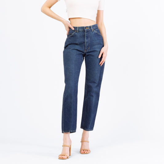 Vintage 80s Lee Riders High Waisted Dark Wash Jeans - 27" Waist | High Rise Tapered Leg Classic Fit Denim