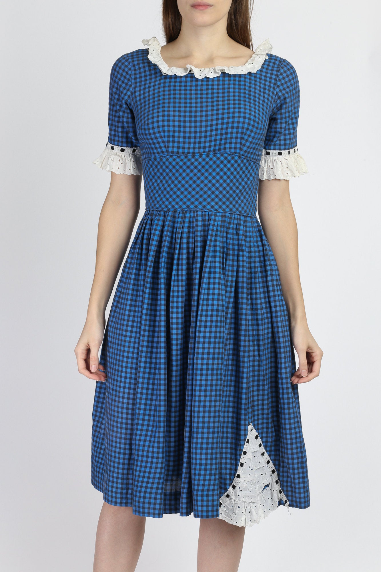 Vintage blue outlet gingham dress