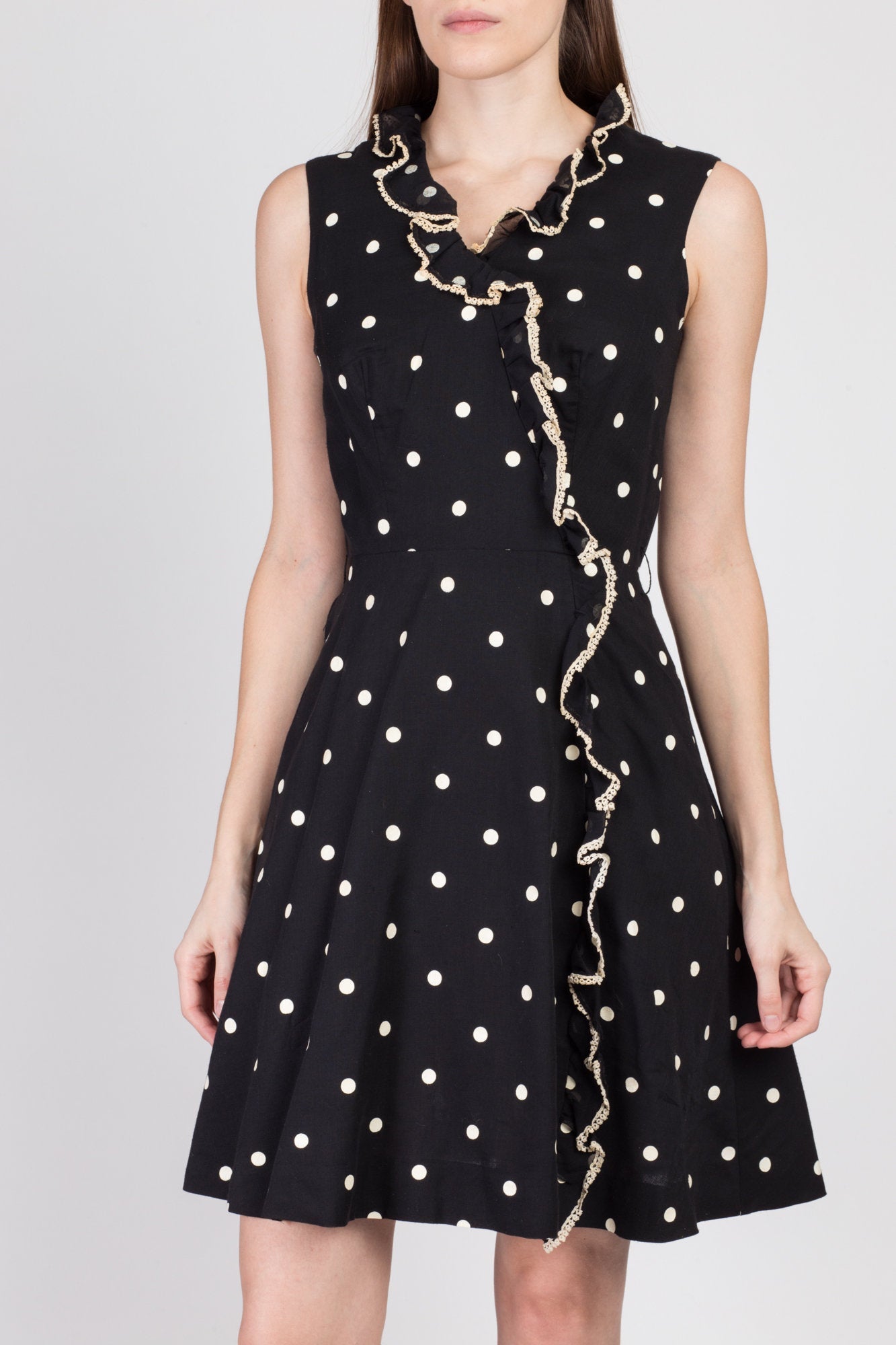 Vintage Black and White Polka Dot Dress