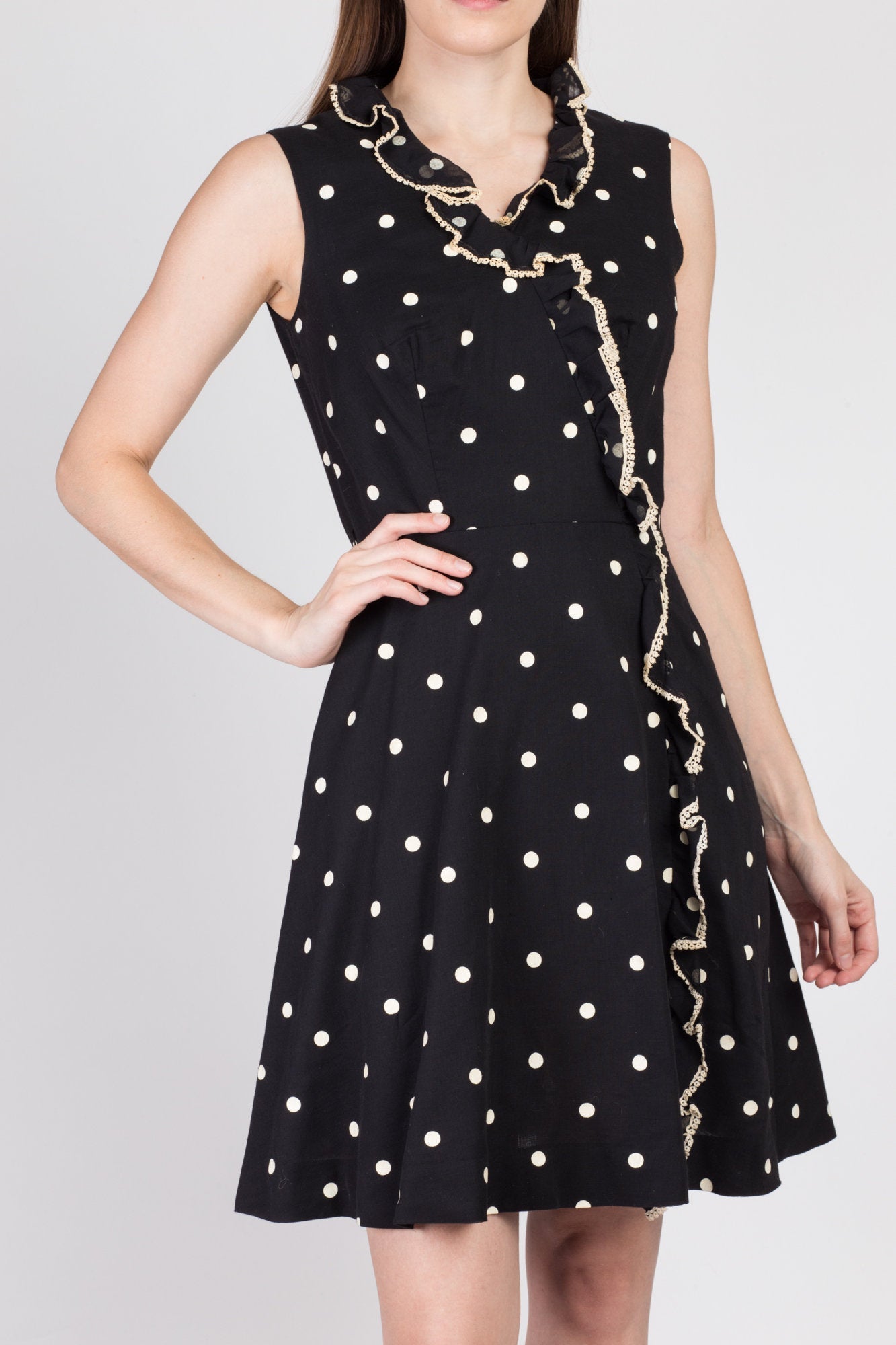 Vintage black and clearance white polka dot dress