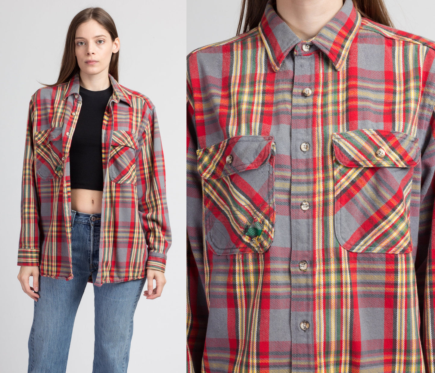 80s Plaid Cotton Flannel Shirt - Men's Large – Flying Apple Vintage