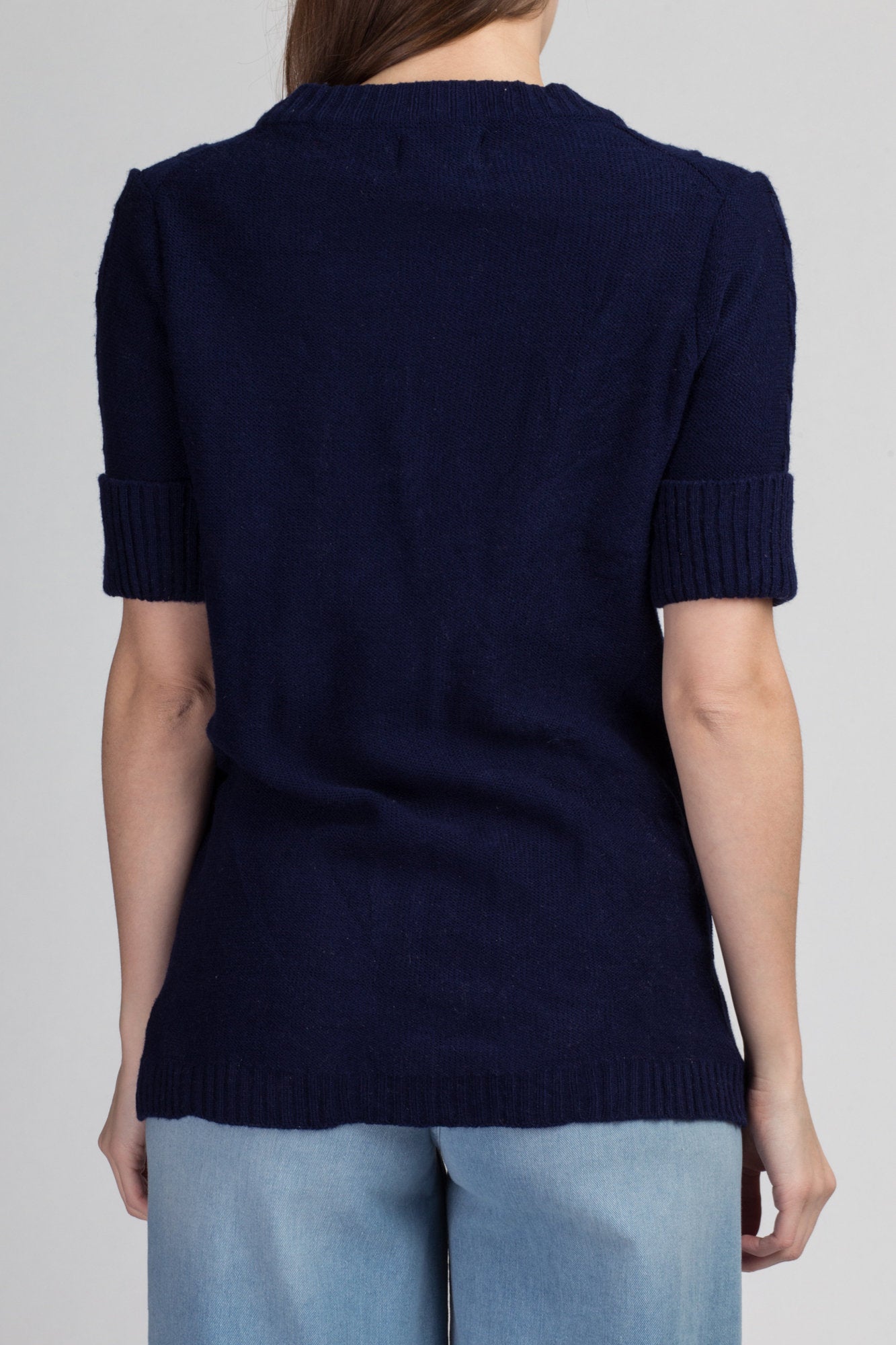 Navy blue 2024 short sleeve cardigan