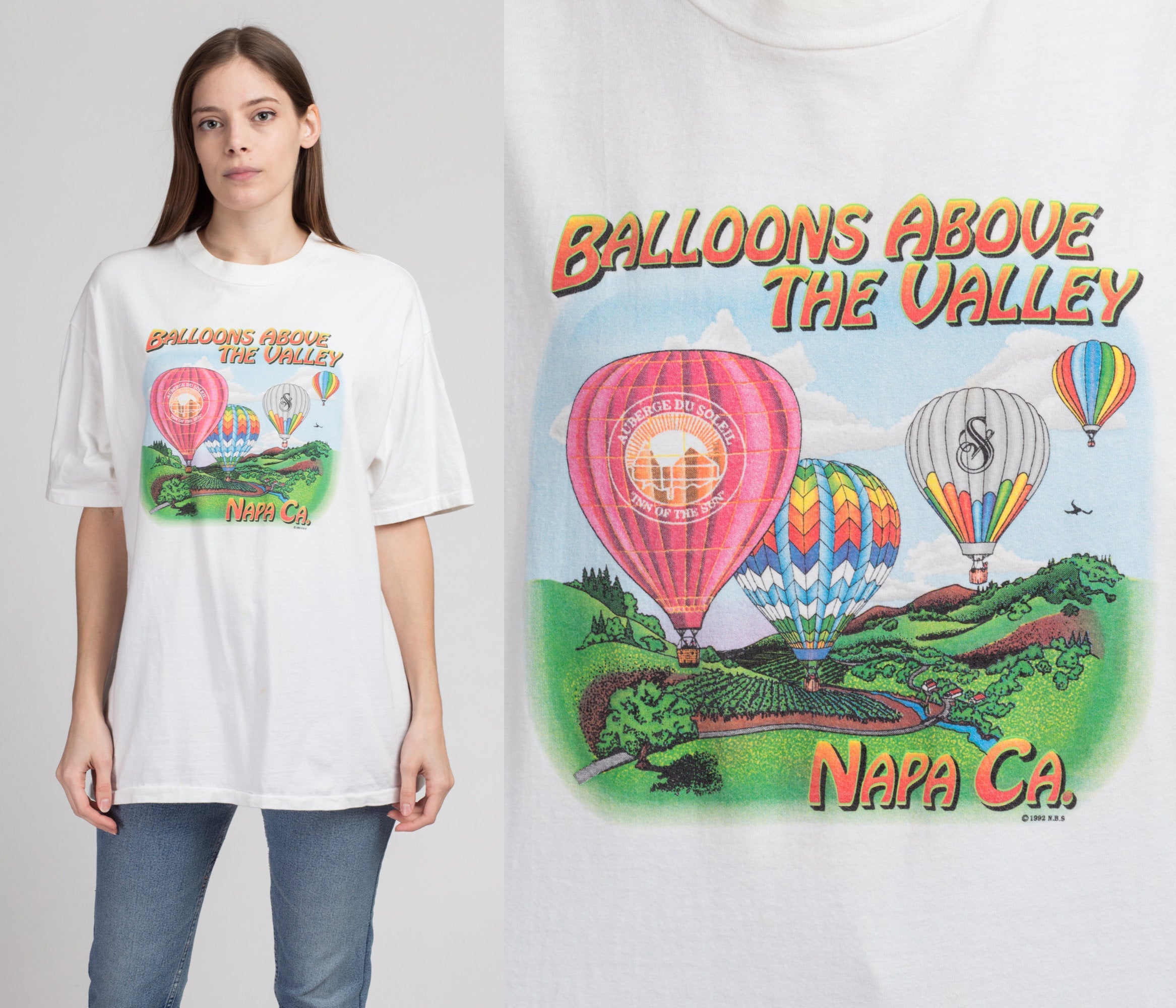 90s Napa Valley Hot Air Balloon T Shirt - Extra Large