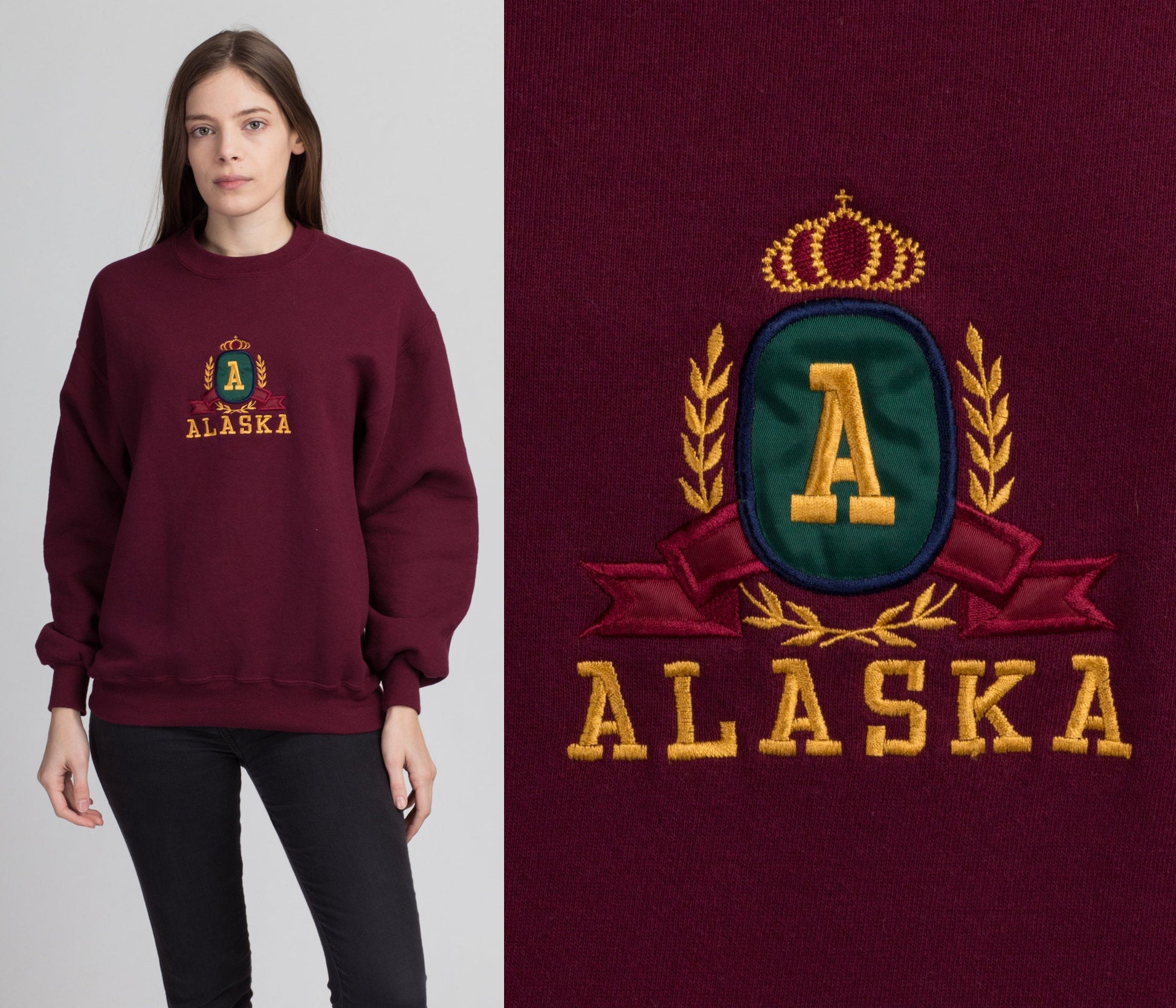 Alaska Embroidered Sweatshirt  Fleece Streetwear Pullover