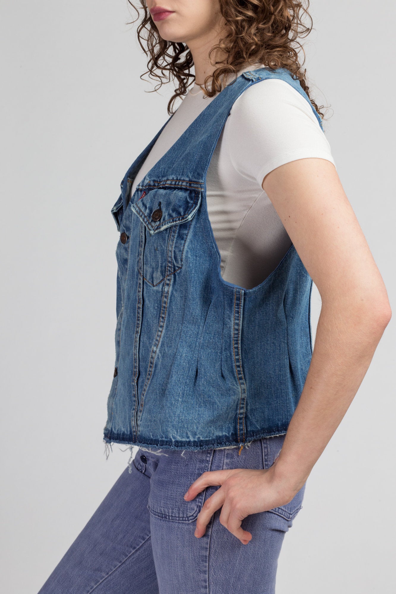 Girls Sleeveless Mild Distressed Denim Jacket : Amazon.in: Fashion