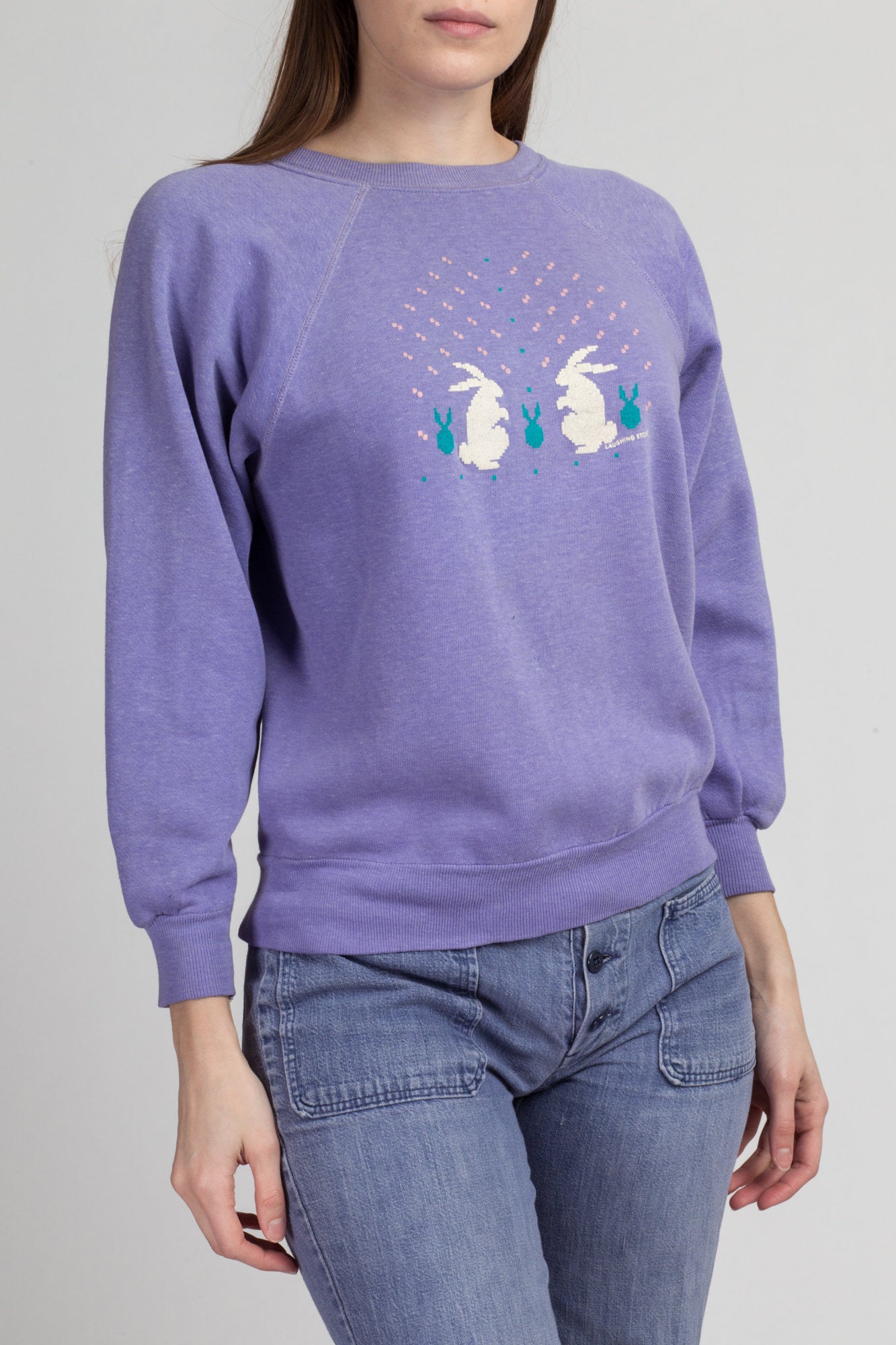 80s Bunny Cross Stitch Sweatshirt - Small – Flying Apple Vintage