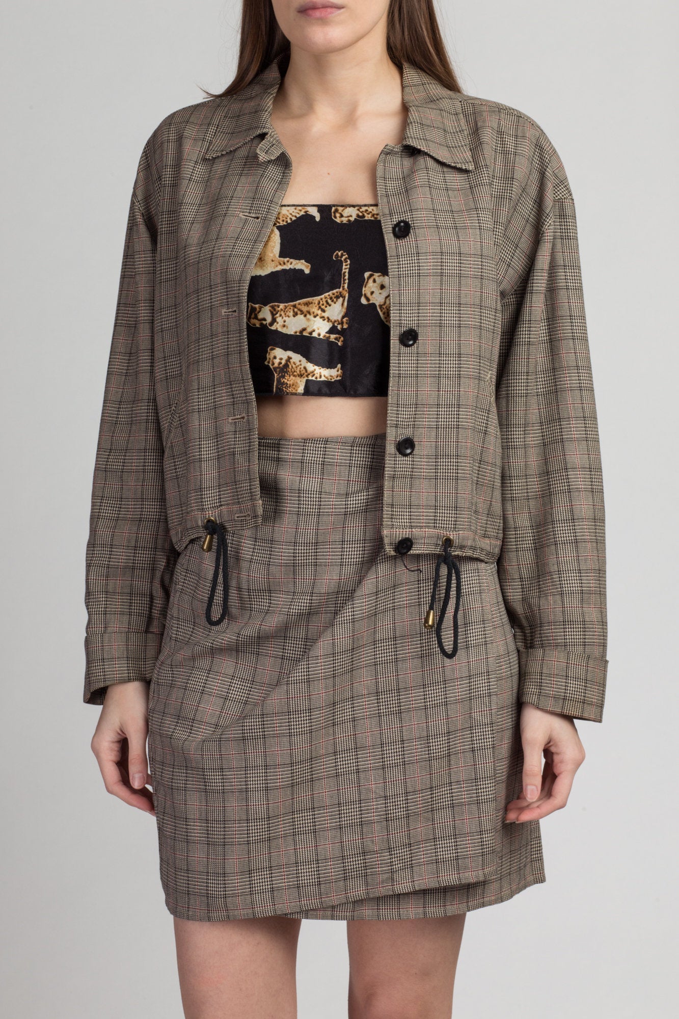 Vintage Emanuel Ungaro Plaid Skirt & Jacket Set - Size 4 – Flying