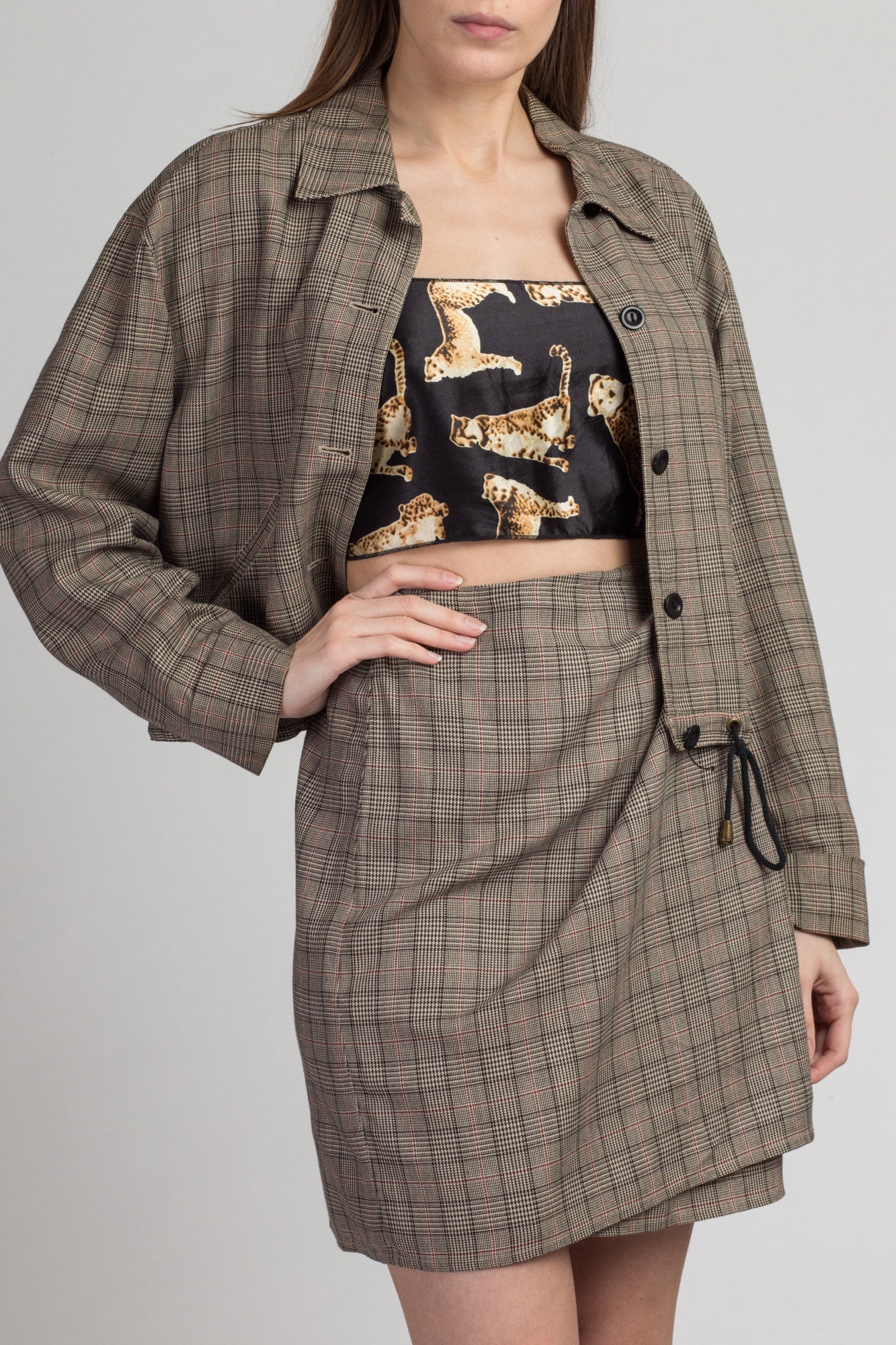 Vintage Emanuel Ungaro Plaid Skirt & Jacket Set - Size 4 – Flying