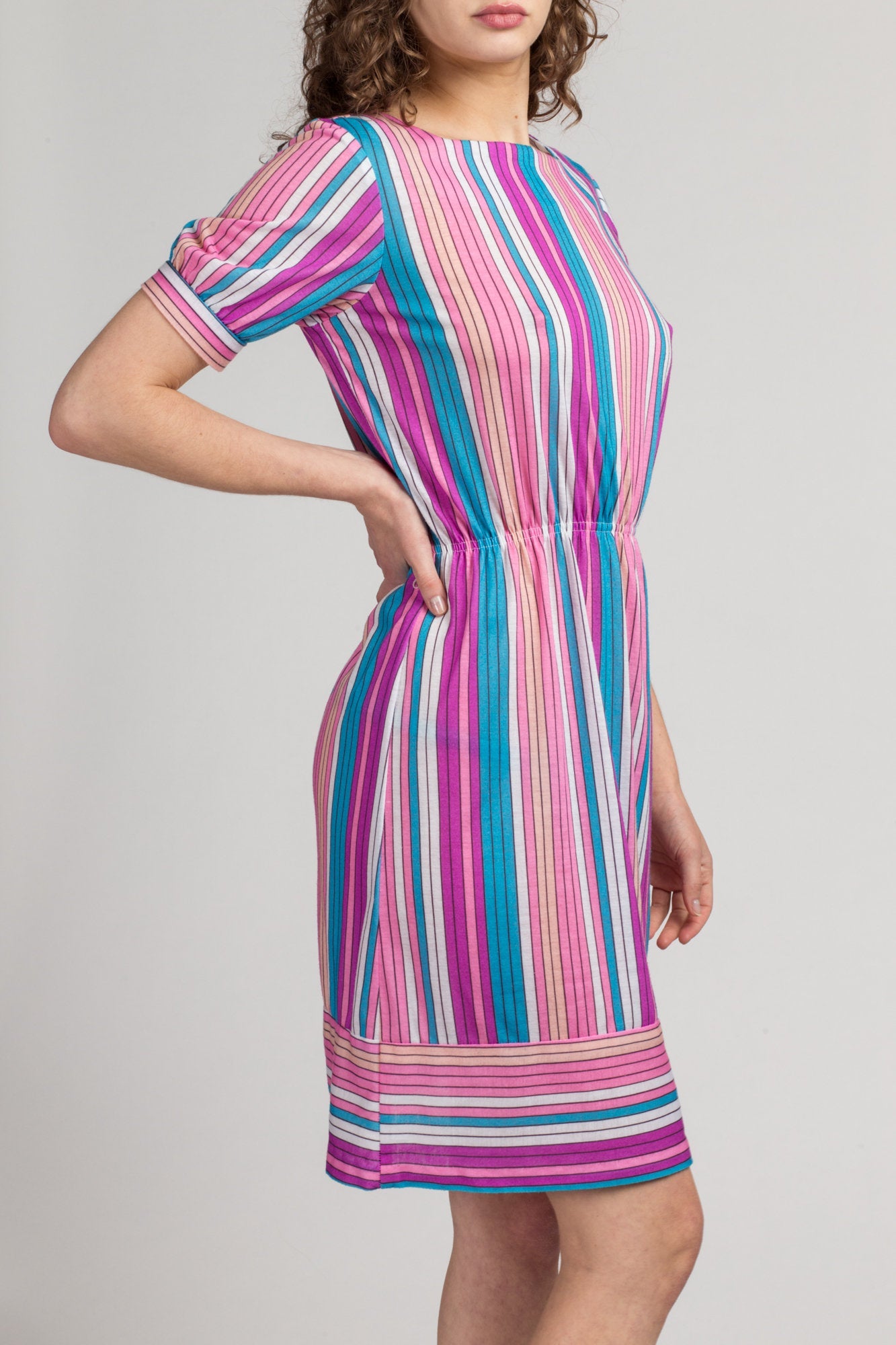 Pink and blue striped 2024 dress