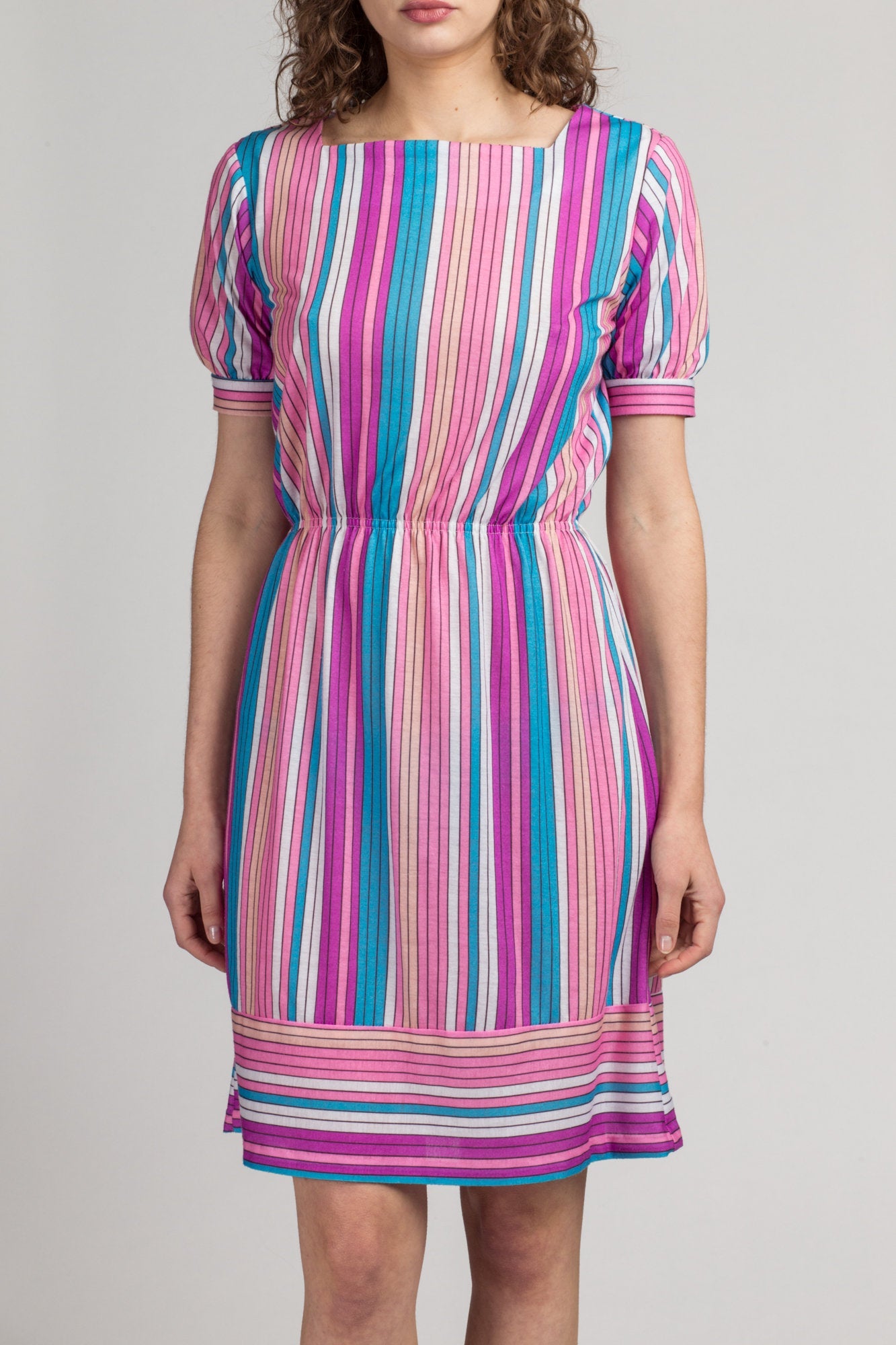 Pink and blue striped 2024 dress