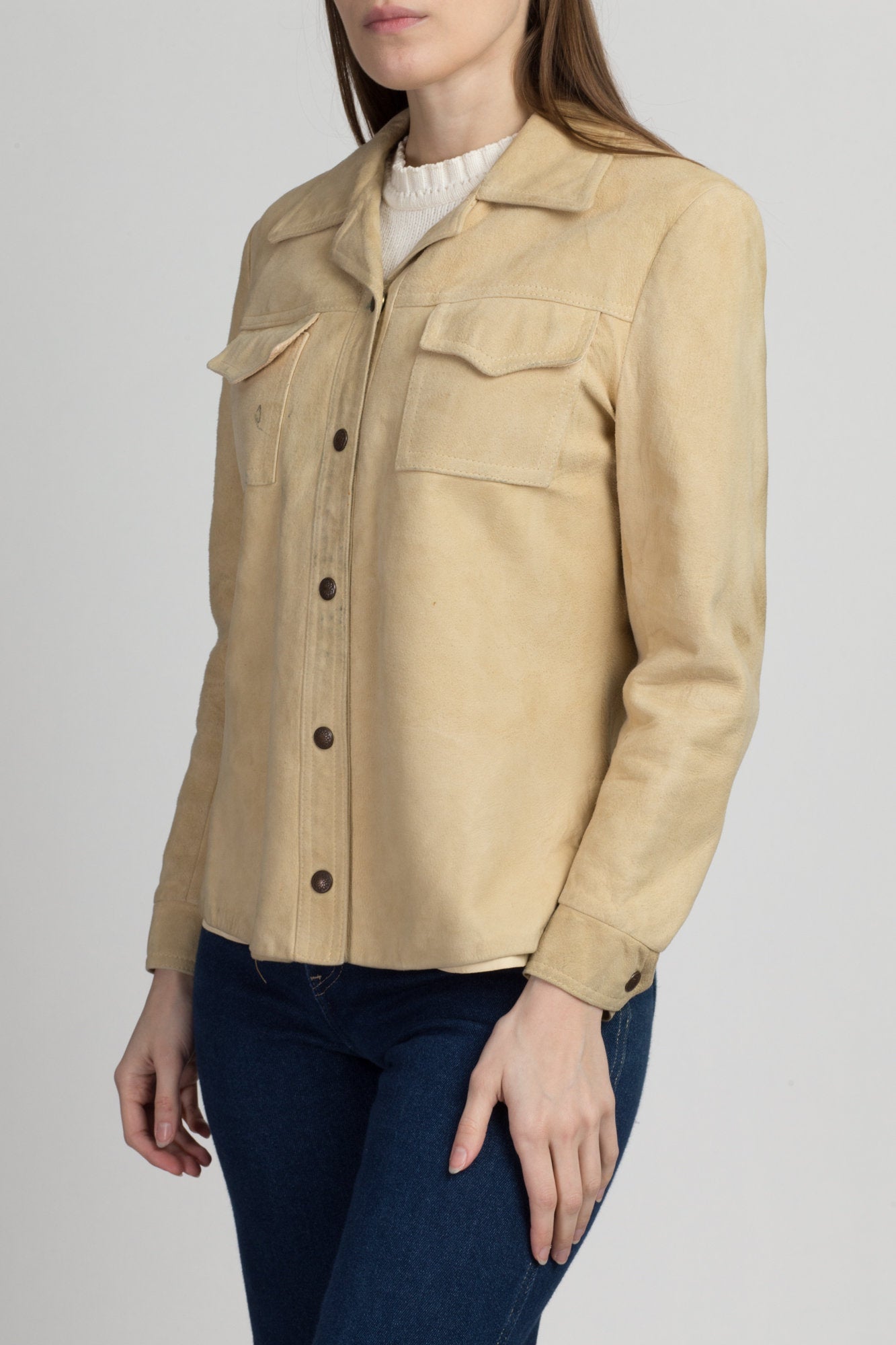 Vintage 60s Tan Suede Distressed Jacket - Small – Flying Apple Vintage