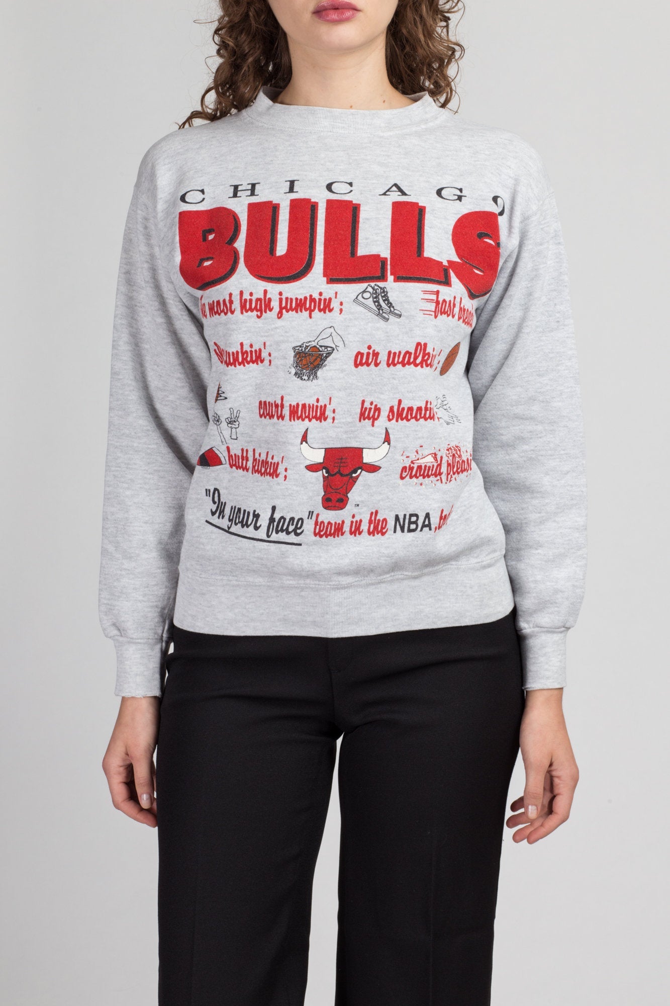 80s 90s Chicago Bulls Sweatshirt Women s Medium Men s XS