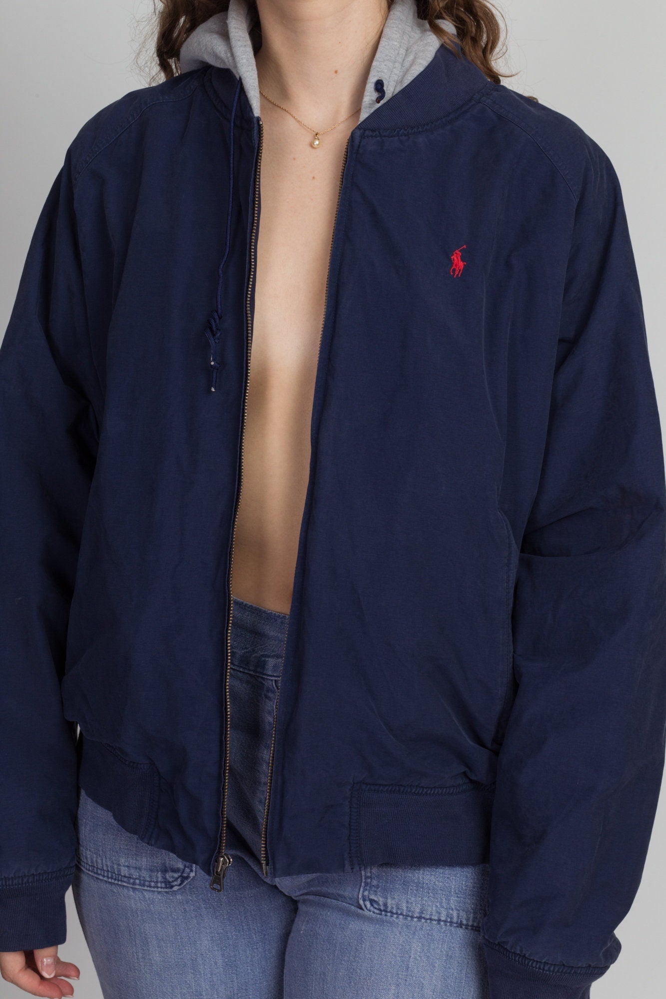 Vtg Polo Sport Ralph Lauren Black Reversible Fleece Windbreaker Jacket  Men's XL