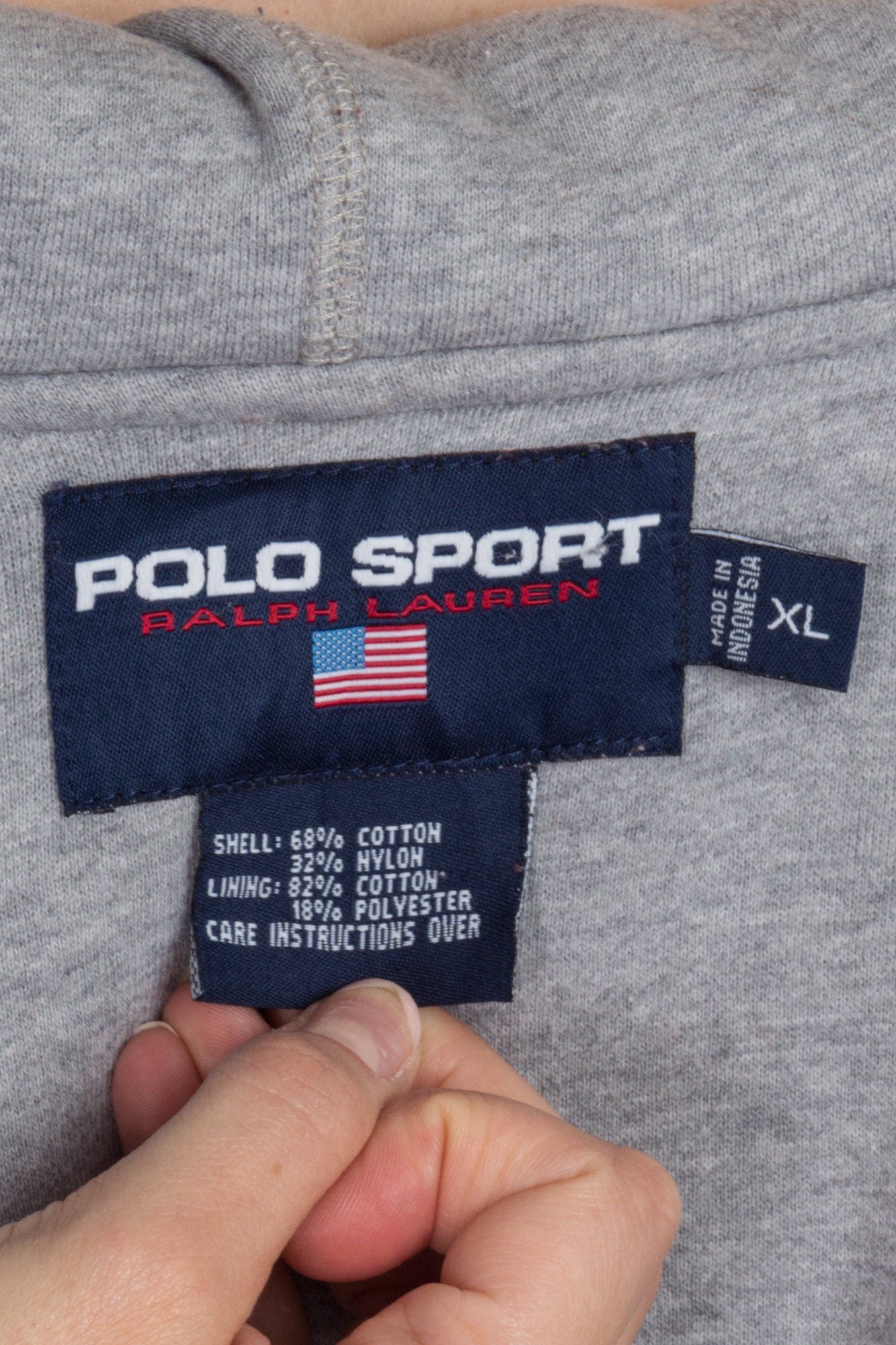 Vintage Polo Jeans Co Ralph Lauren Hoodie Mens Large Gray Full Zip  Sweatshirt